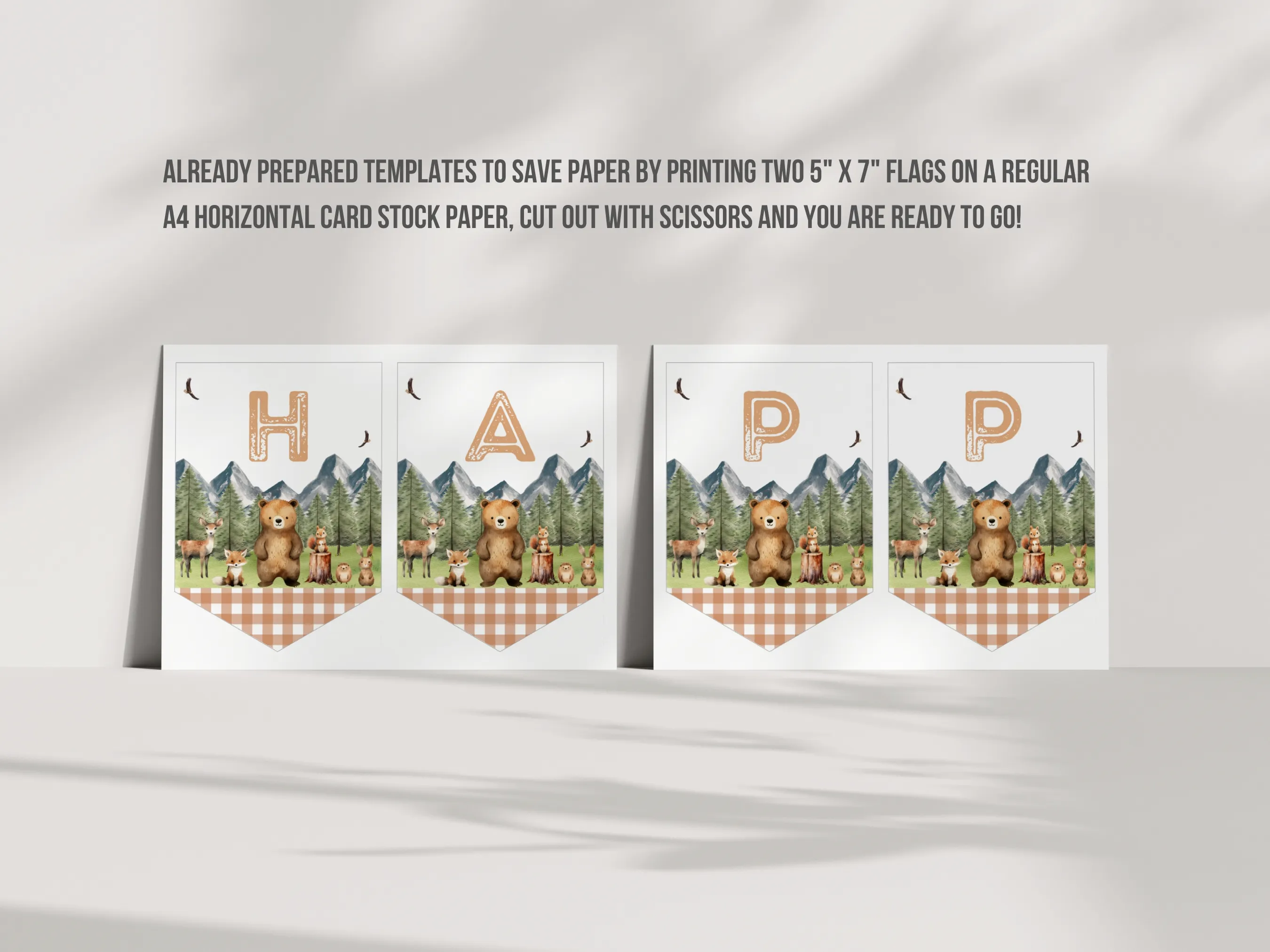 Woodland Happy Birthday Banner | Wild One Banner | Forest Animals Birthday Bunting | 1st Birthday Boy Party Banner | Editable Canva Template | Digital Download
