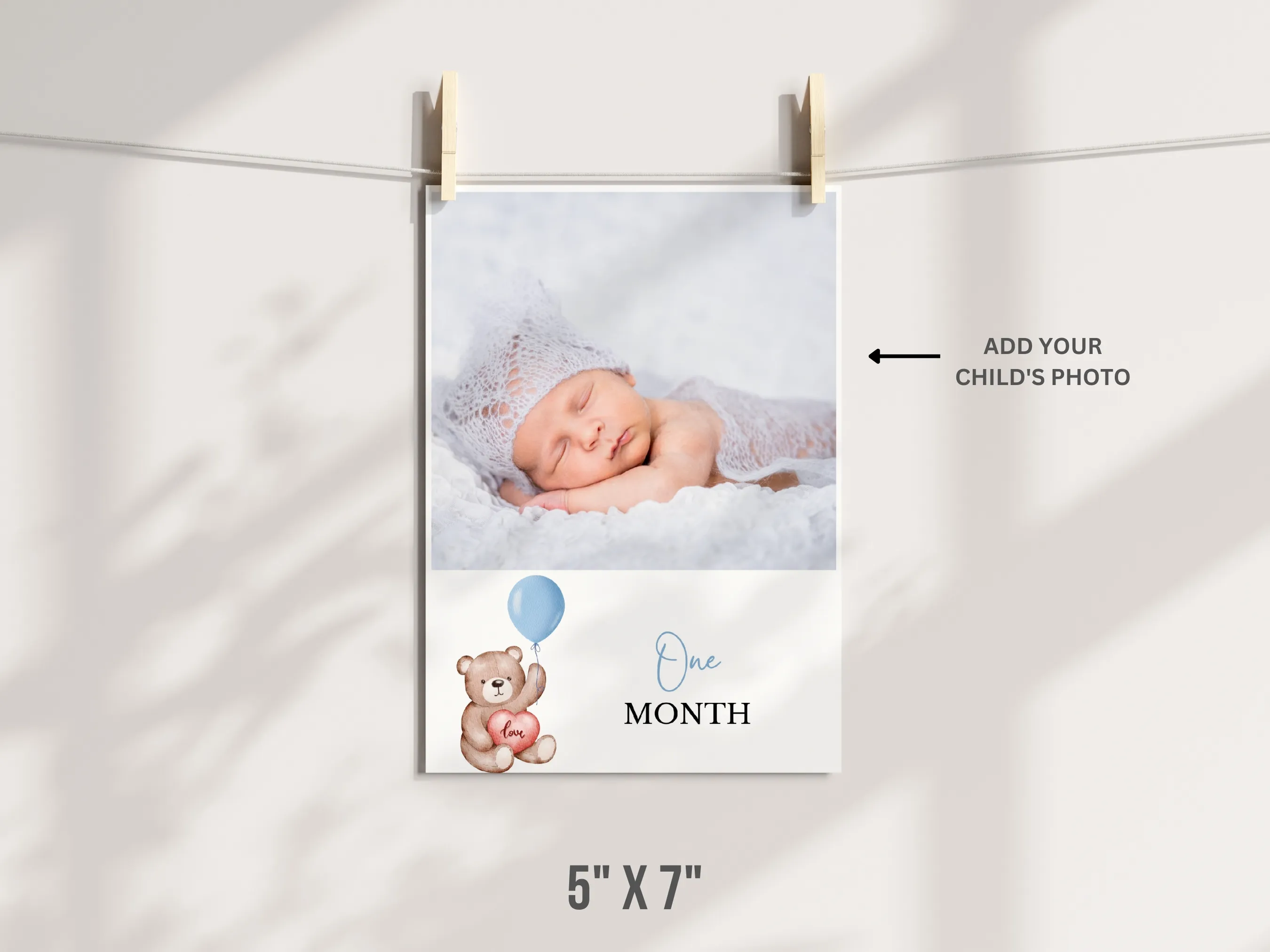 Teddy Bear First Birthday Milestone Cards | 1st Birthday Photo Banner | Editable Canva Template | Digital Download