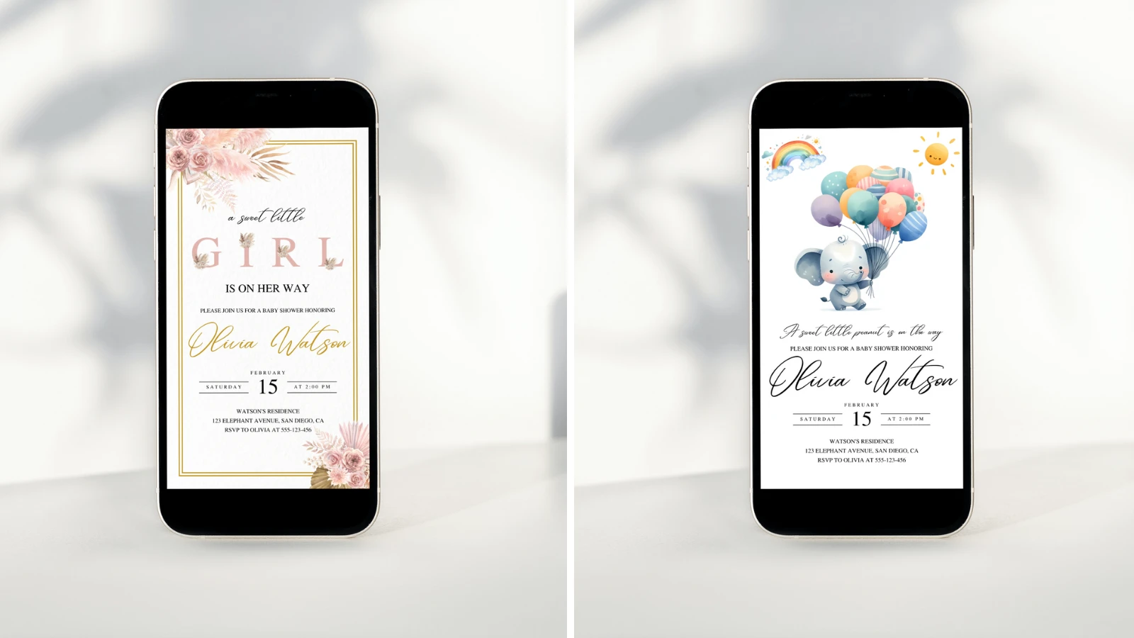 Baby shower mobile invitation editable Canva template for sending digital invites via phone – fllcdesigns