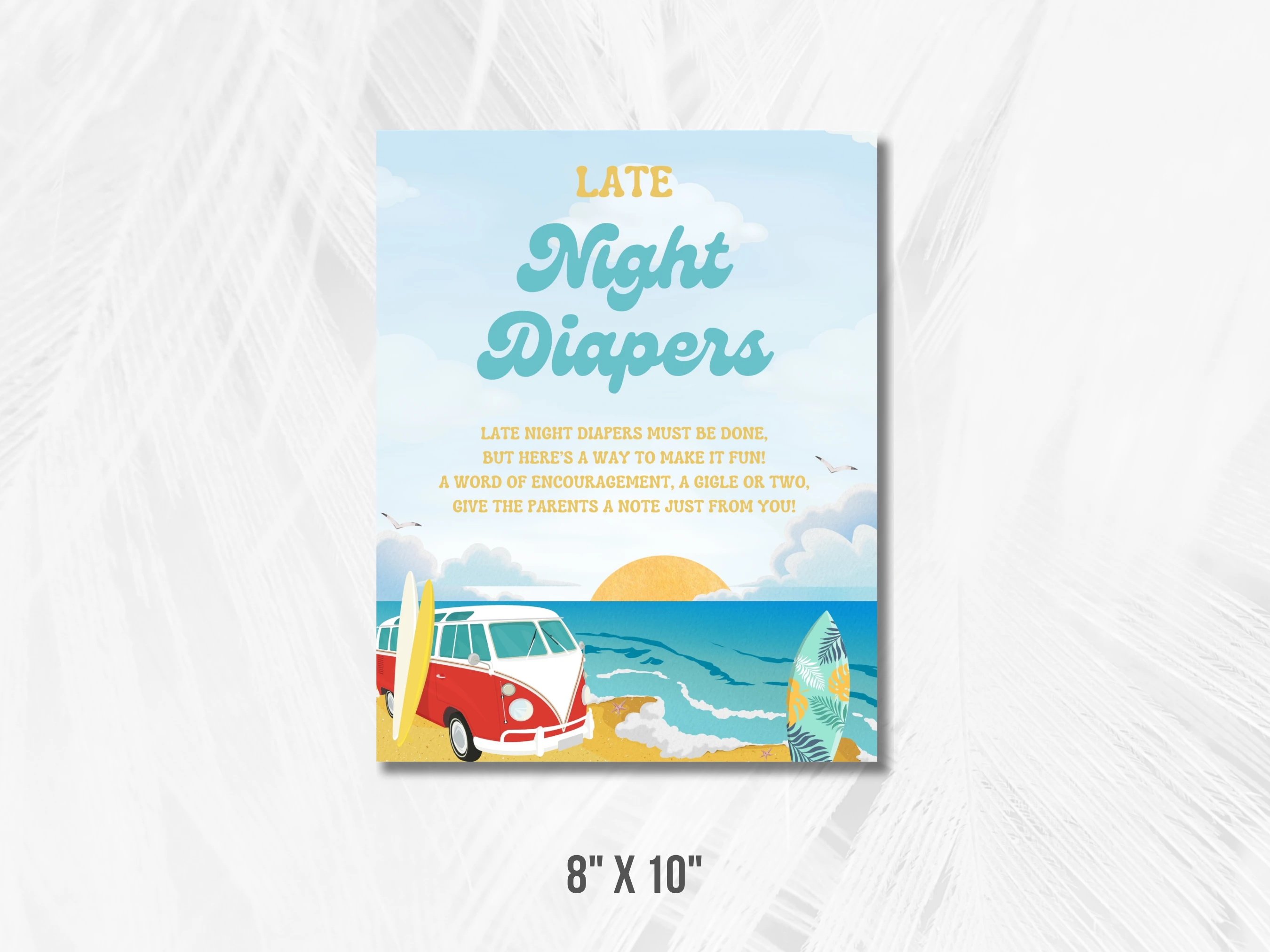 Beach Baby Shower Table Signs | Baby On Board Late Night Diapers | Pacifier Hunt Sign | Editable Canva Template | Digital Download