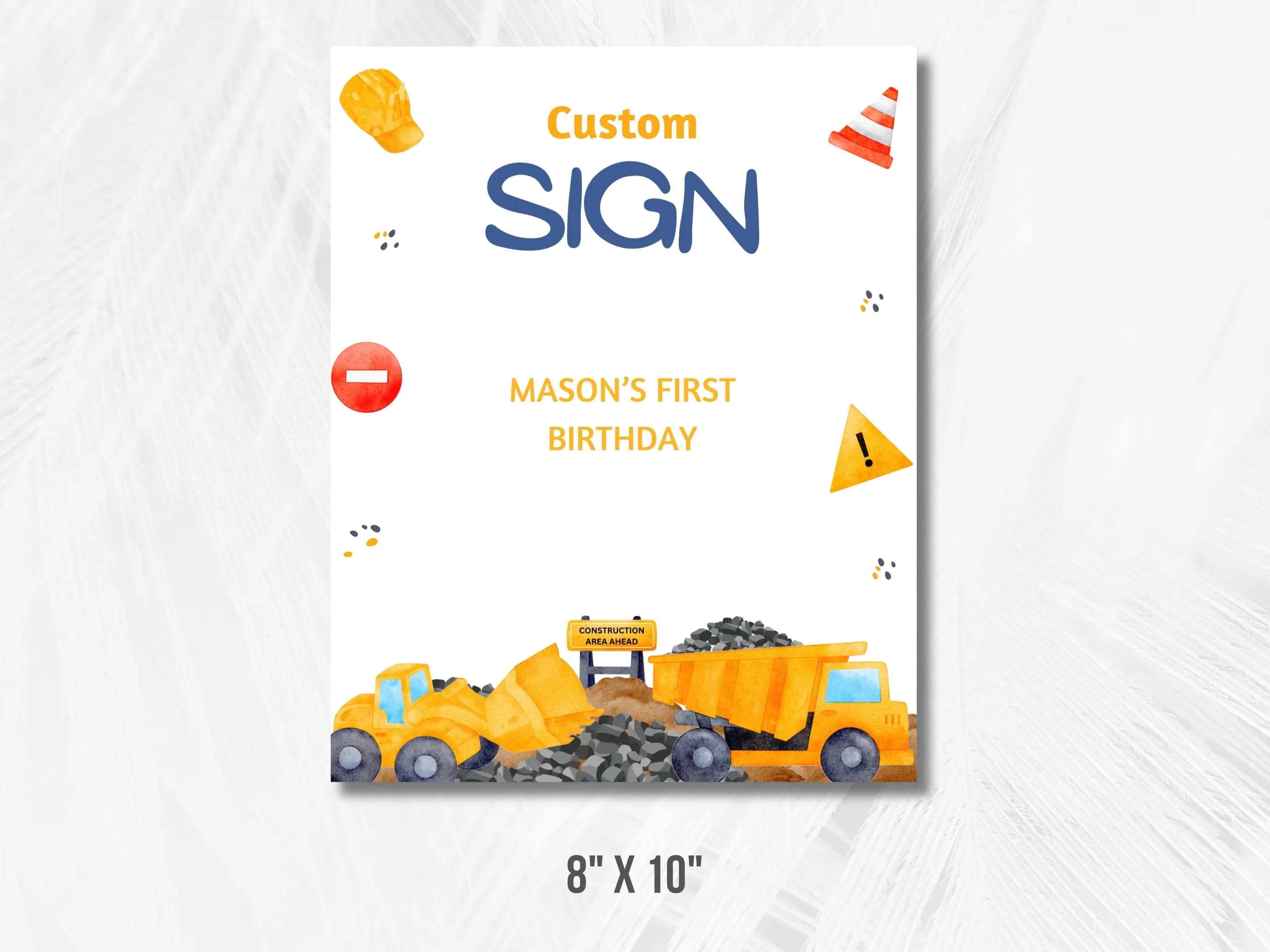 Construction Custom Birthday Sign | Excavator Gift Table Sign | Construction Theme Birthday Cookie Table Sign | Editable Canva Template | Digital Download