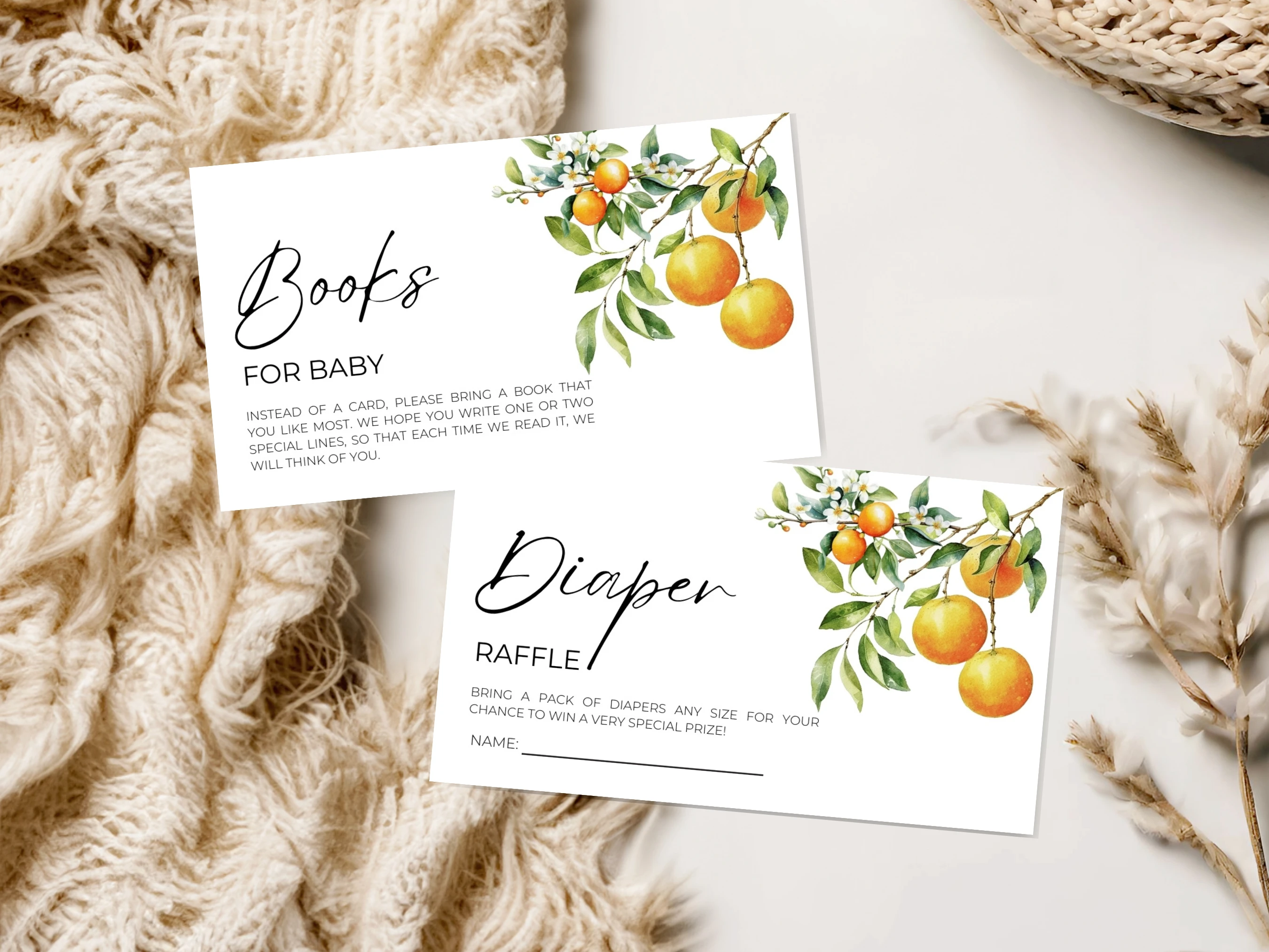 Little Cutie Baby Shower Invitation Set | Orange Clementine Starter Pack For Baby Girl | Editable Canva Template | Digital Download