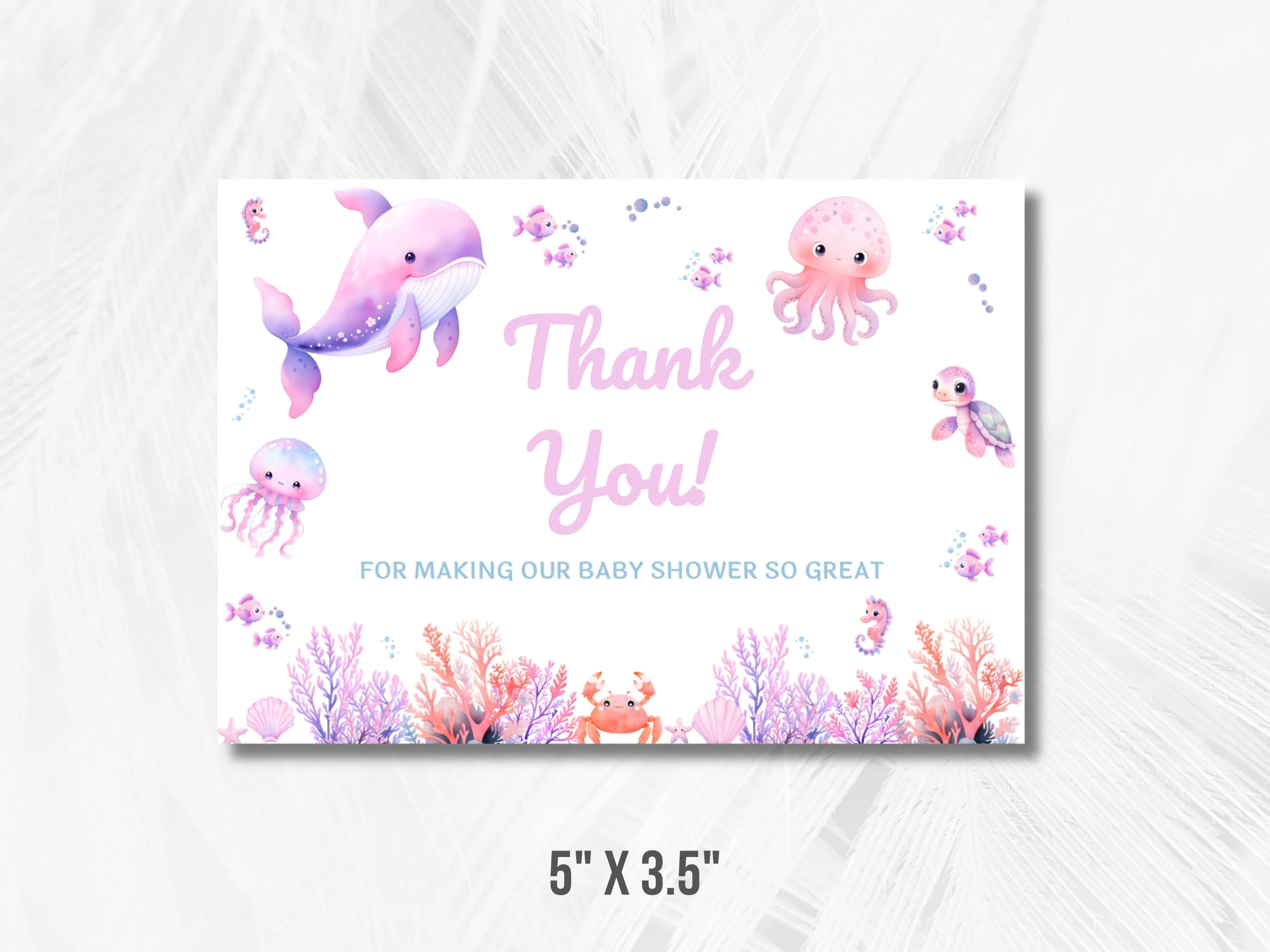 Under The Sea Baby Shower Thank You Card | Ocean Baby Shower Thank You Note | Editable Canva Template | Digital Download