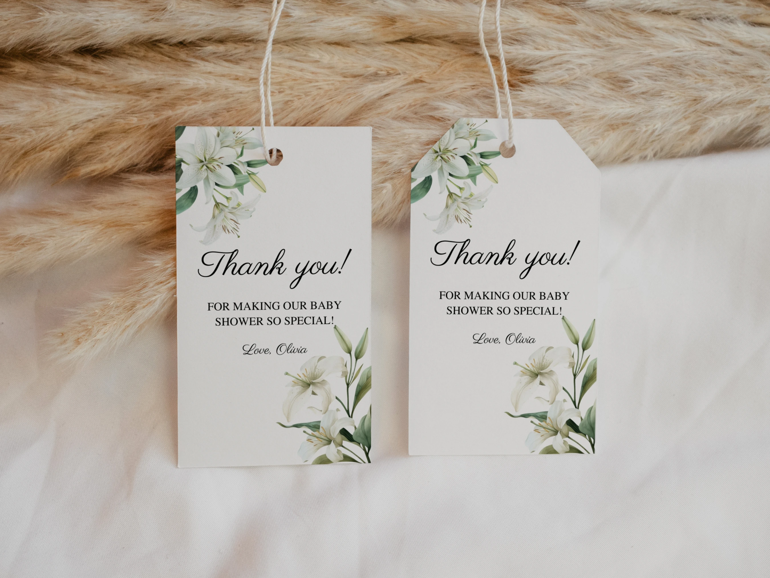 Baby In Bloom Baby Shower Thank You Tags | Wildflower Greenery Spring Favor Tags | Editable Canva Template | Digital Download