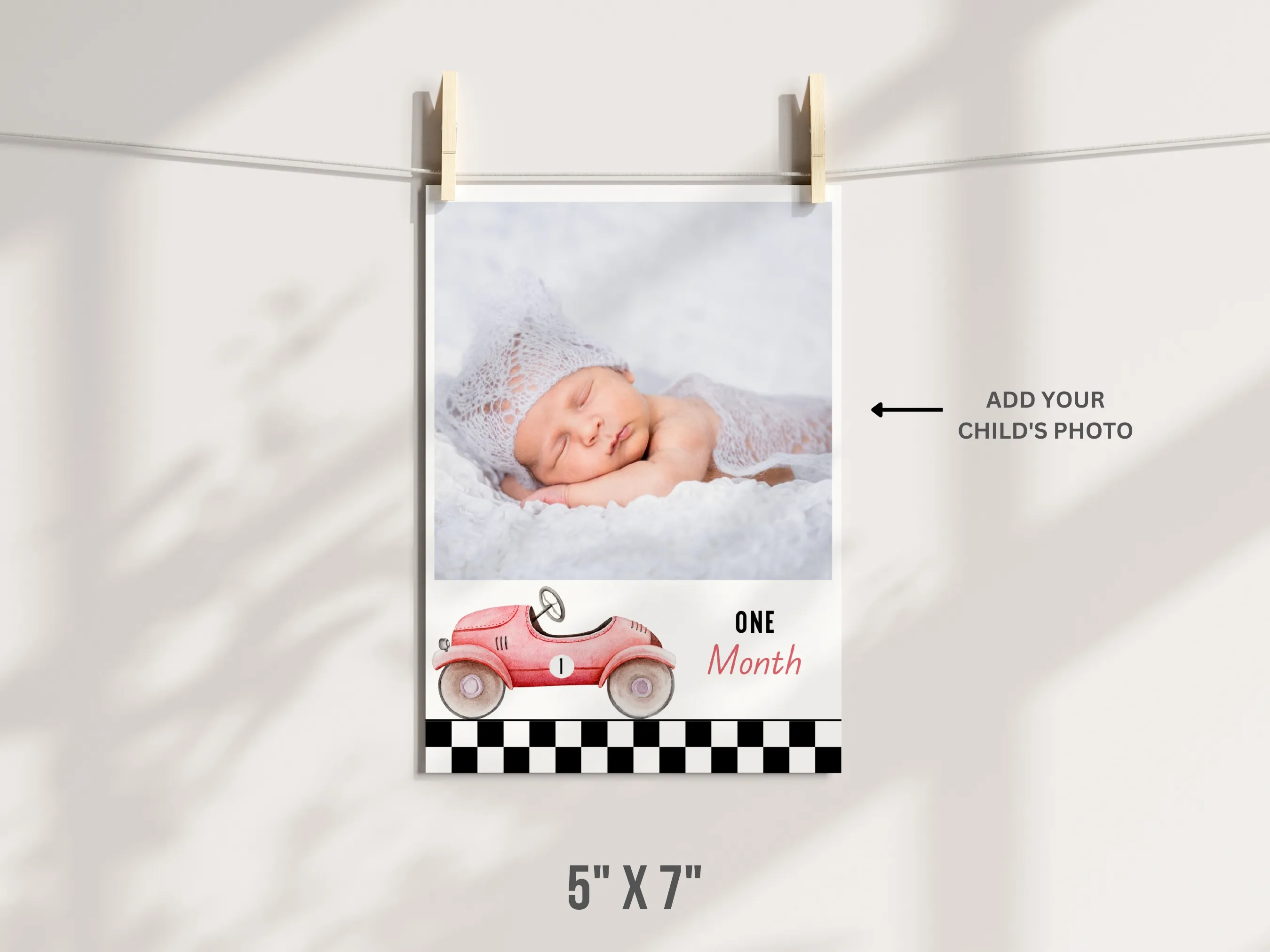 Fast One Birthday Photo Banner | Red Race Car Birthday Milestone Banner | Editable Canva Template | Digital Download
