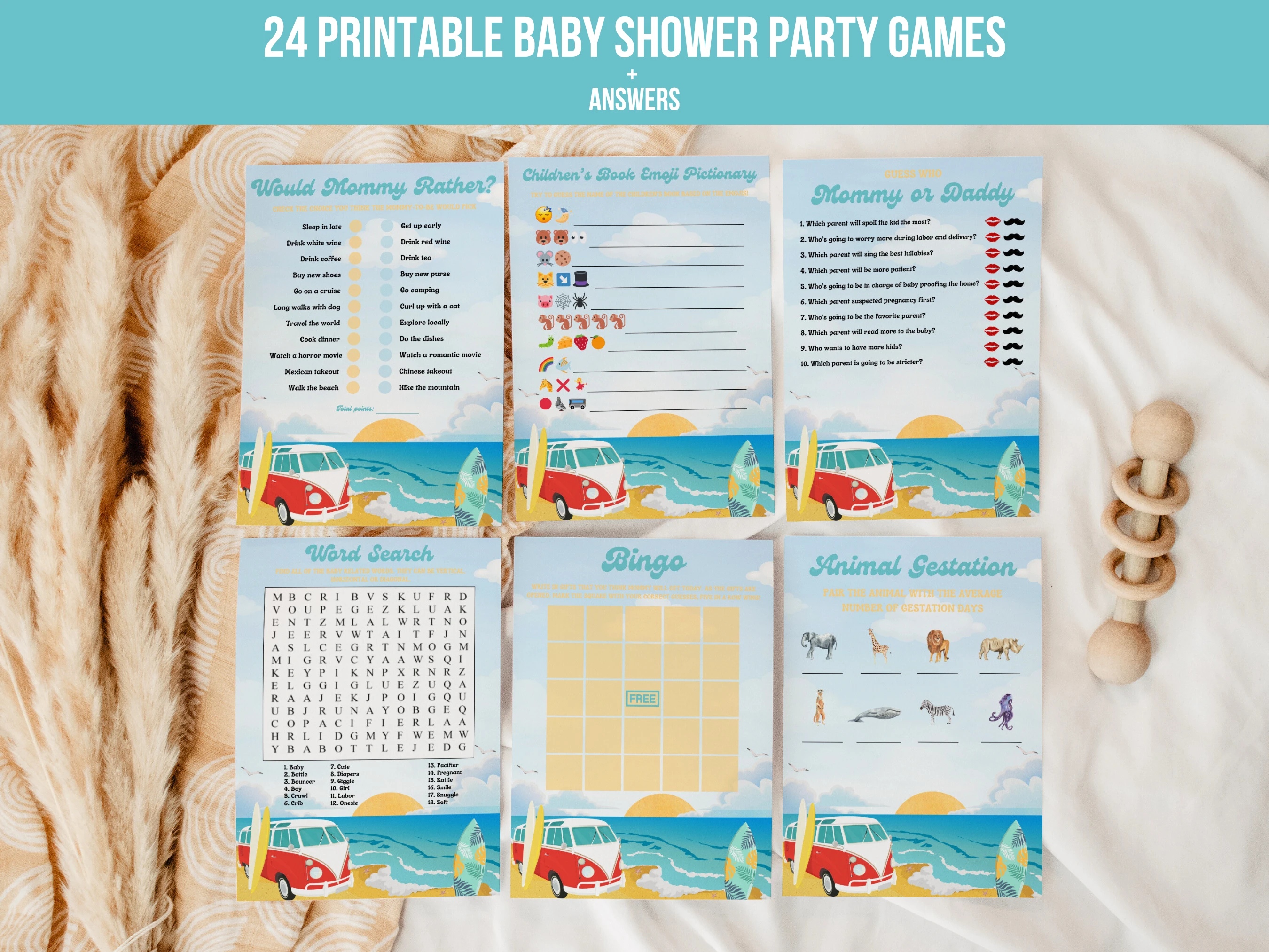 baby on board baby shower games bundle, baby shower bingo printable games, who knows mommy best baby shower game, mommy or daddy baby shower game printable, editable baby shower games Canva