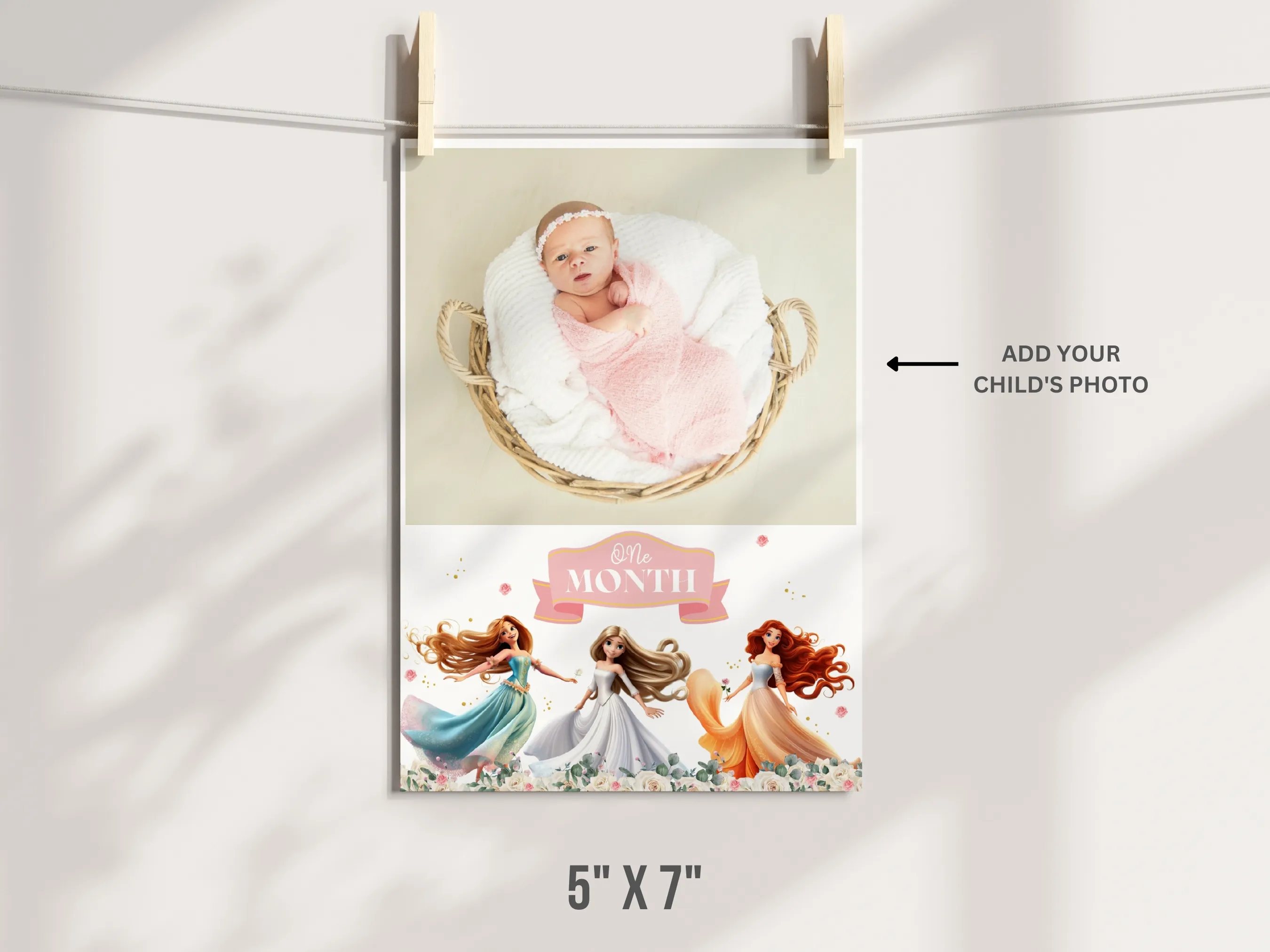 Princess Birthday Monthly Photo Banner | Royal Celebration Milestone Cards | Editable Canva Template | Digital Download