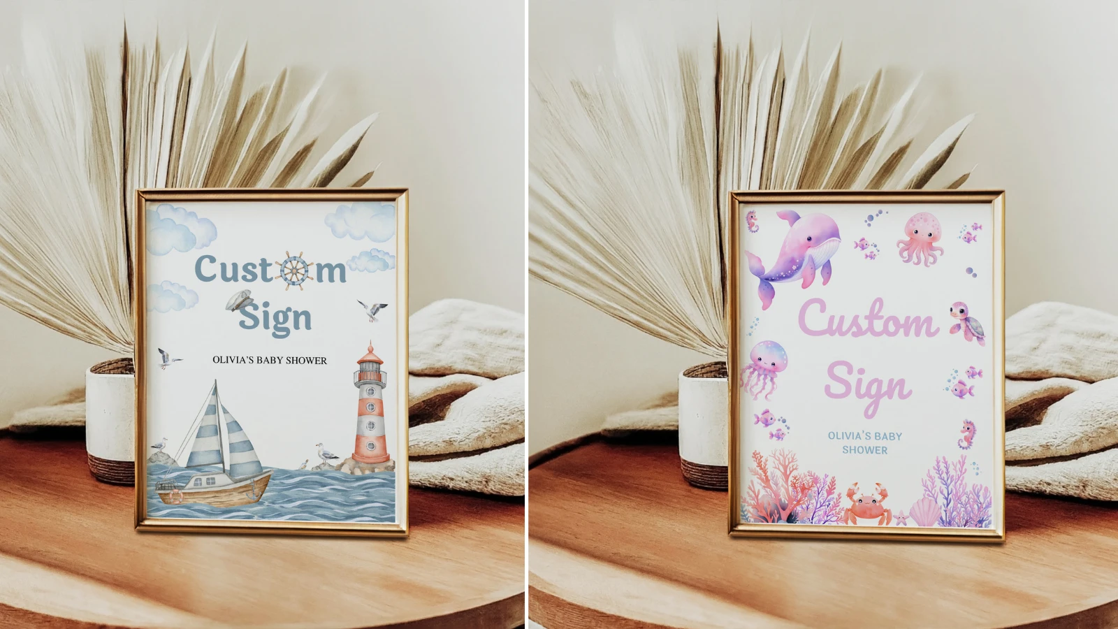 Printable baby shower custom sign editable in Canva for welcome table and party decoration – fllcdesigns