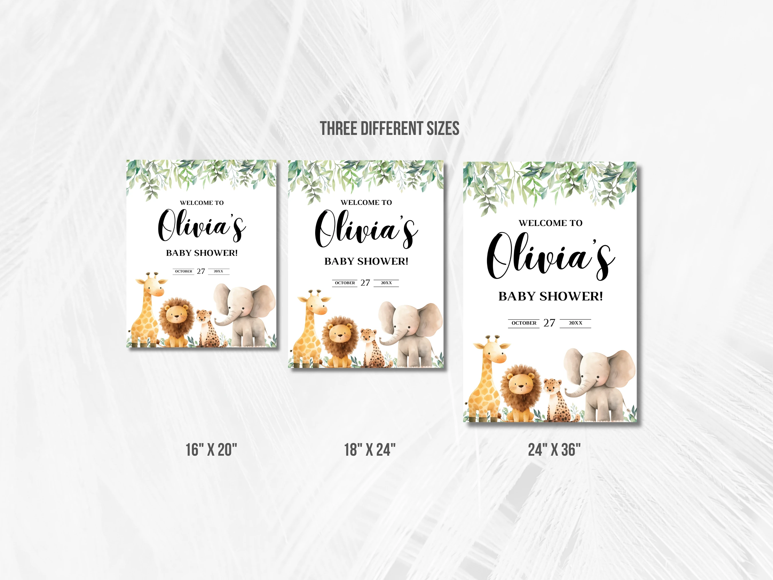 Safari Baby Shower Welcome Sign | Jungle Animals Welcome Board | Editable Canva Template | Digital Download