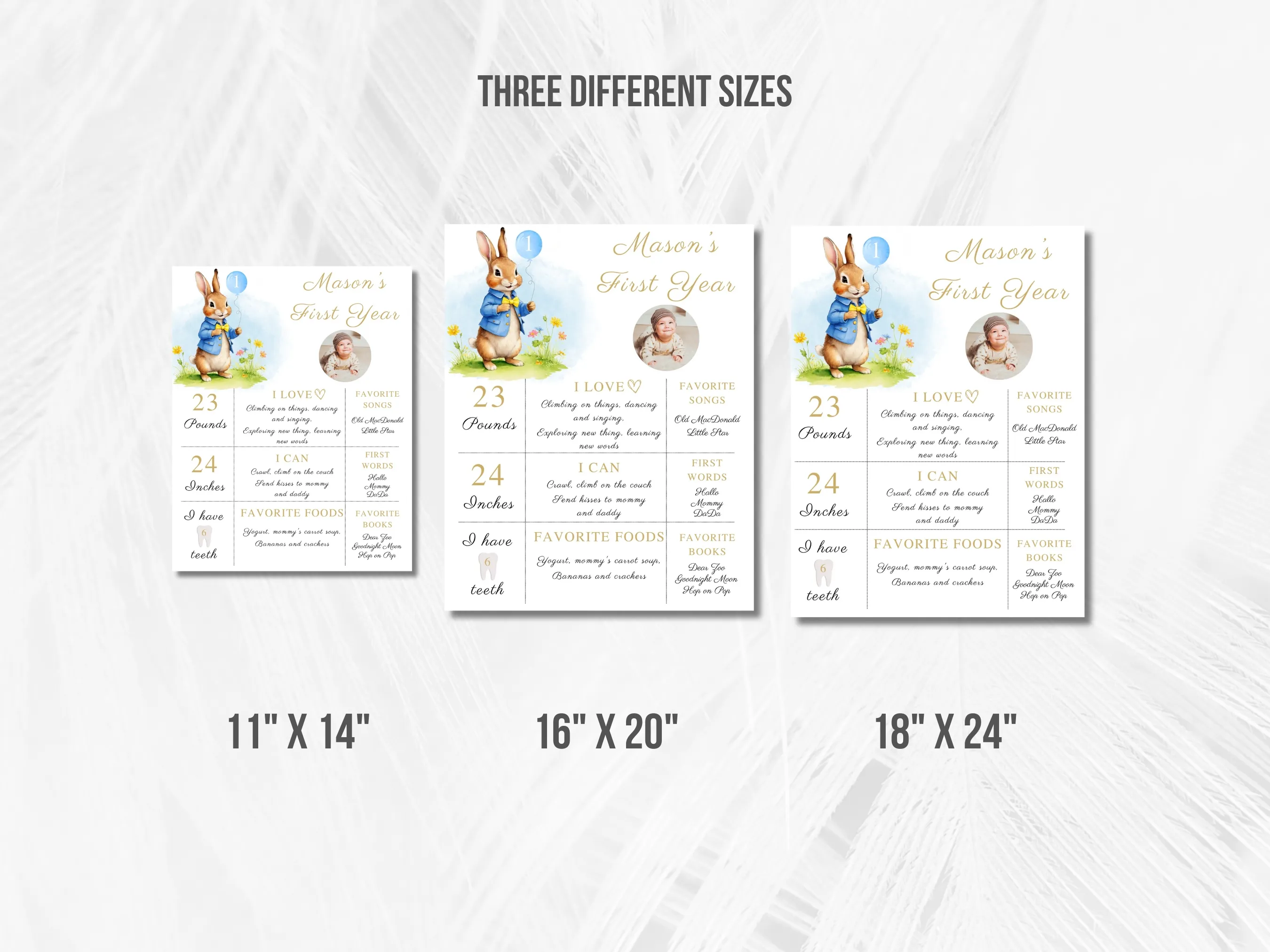 Peter Rabbit Birthday Milestone Board | Flopsy Bunny Milestone Poster | 1st Birthday Party | Editable Canva Template | Digital Download