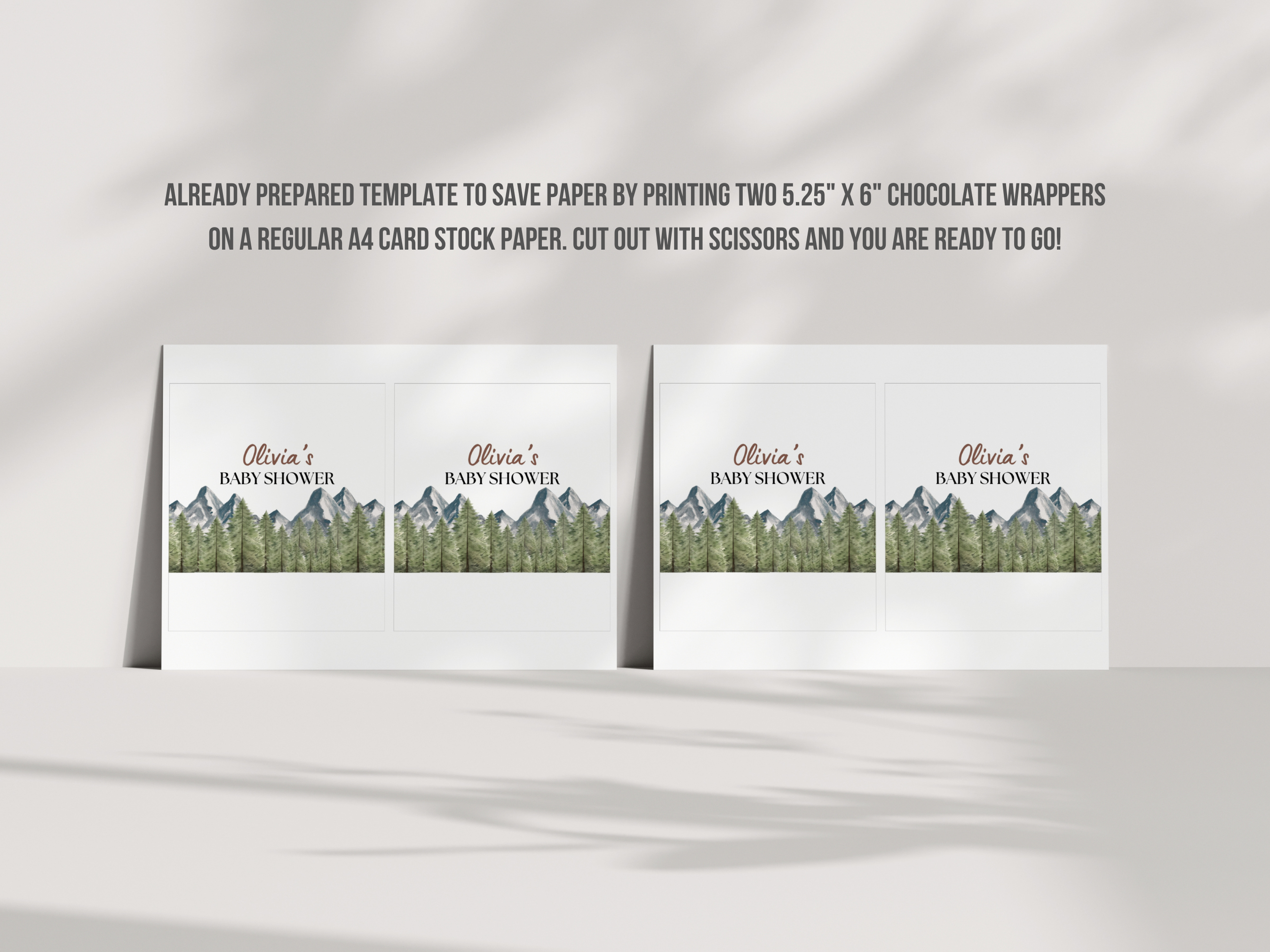Adventure Awaits Baby Shower Chocolate Wrapper | Woodland Candy Bar Label | Editable Canva Template | Digital Download