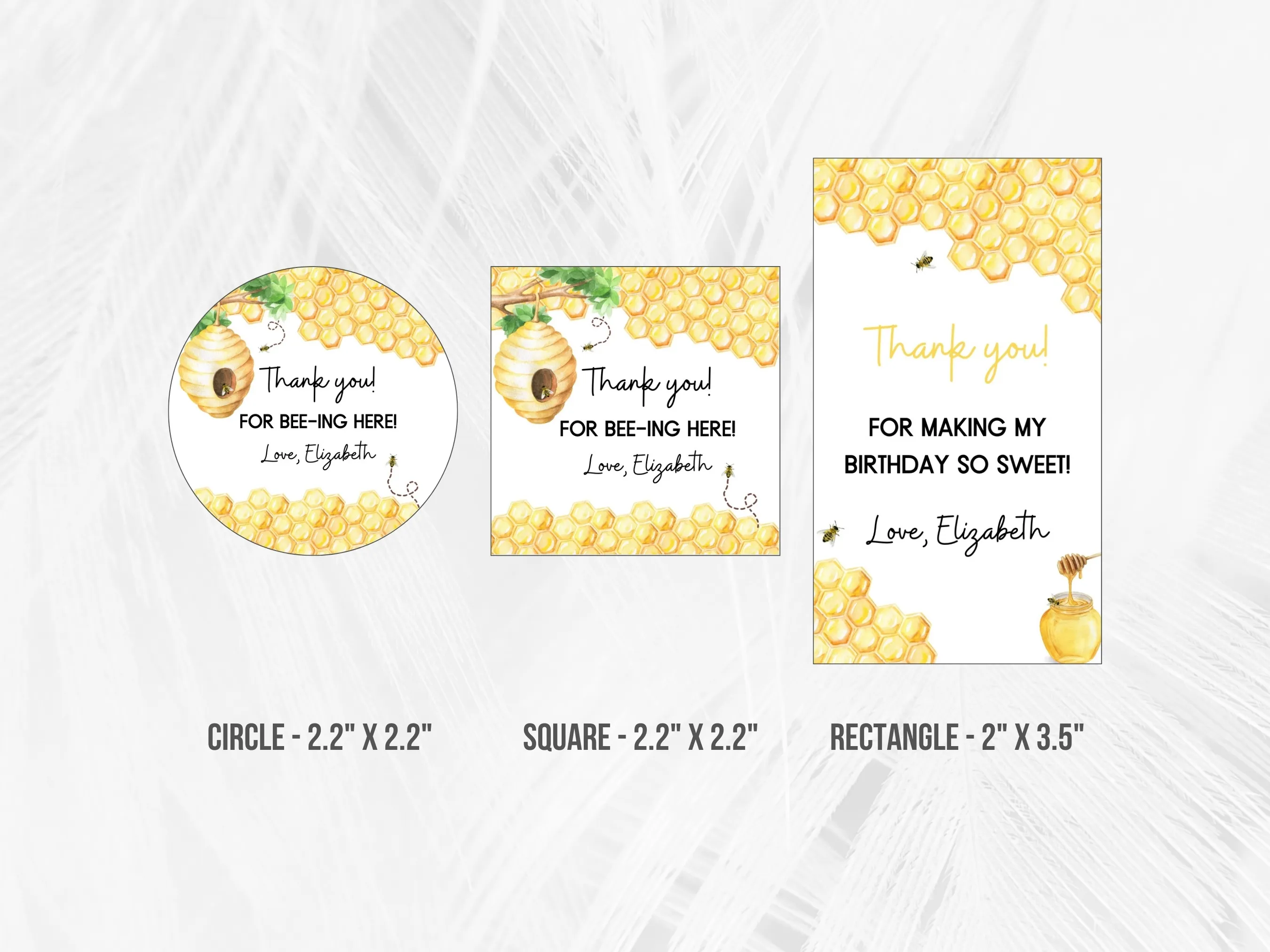 First Bee Day Birthday Thank You Tags | Bumble Bee Party Favor Labels | Honey Bee Birthday Gift Tags | Editable Canva Template | Digital Download