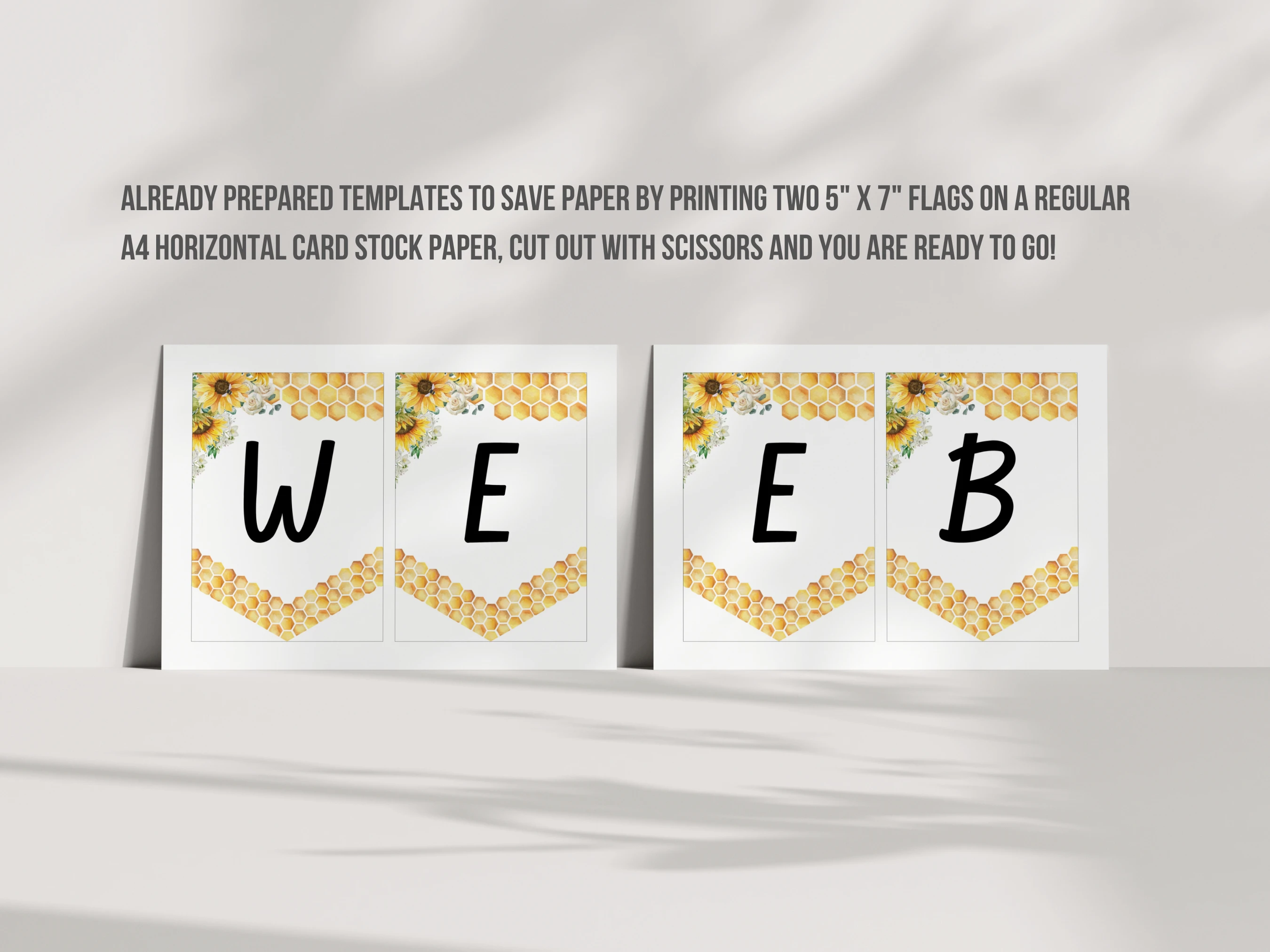 Bumble Bee Baby Shower Wall Banner | Sunflower Honey Bee Baby Shower Bunting | Editable Canva Template | Digital Download