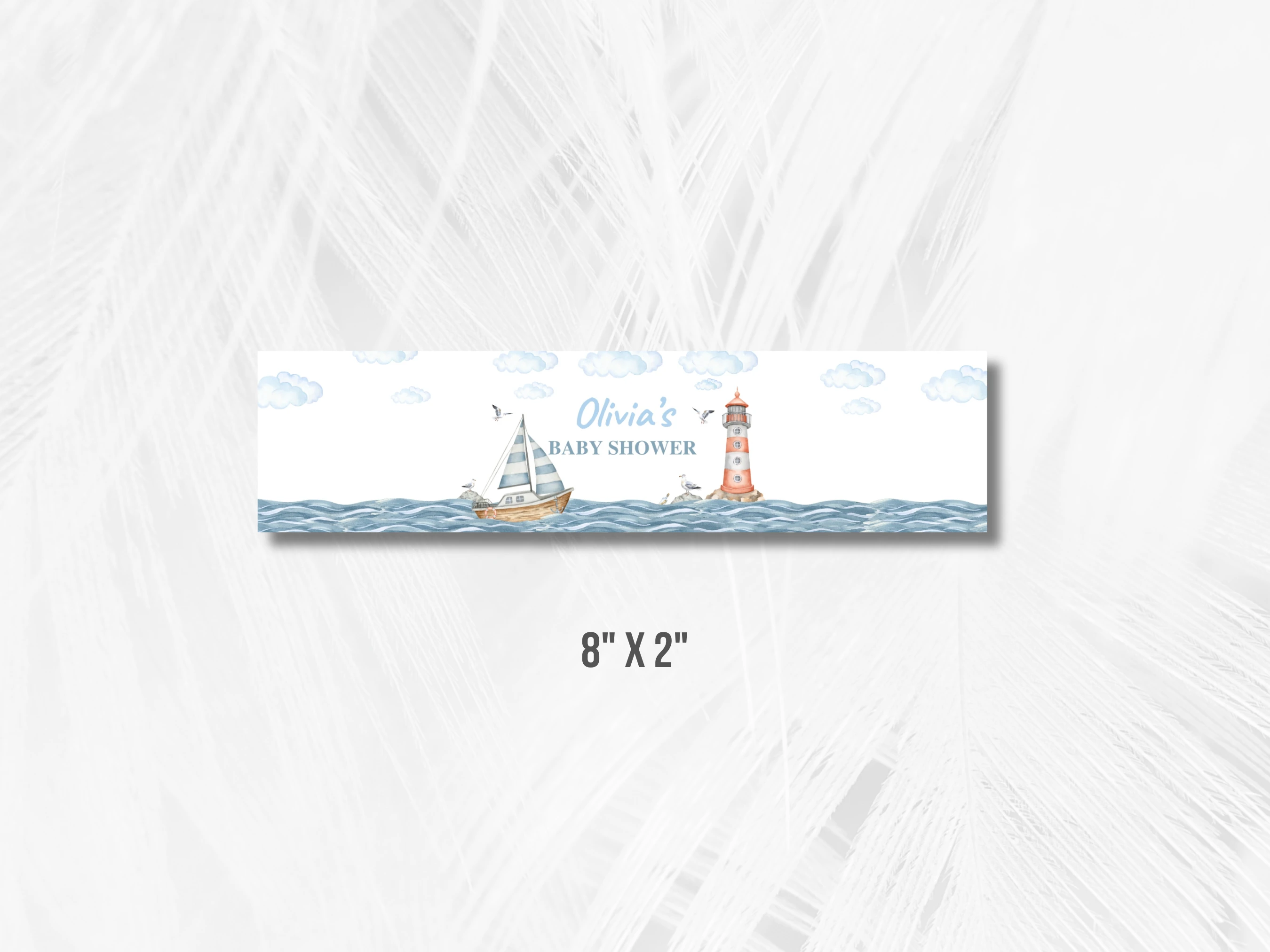 Nautical Baby Shower Water Bottle Label | Ahoy It's a Boy Bottle Sticker | Editable Canva Template | Digital Download