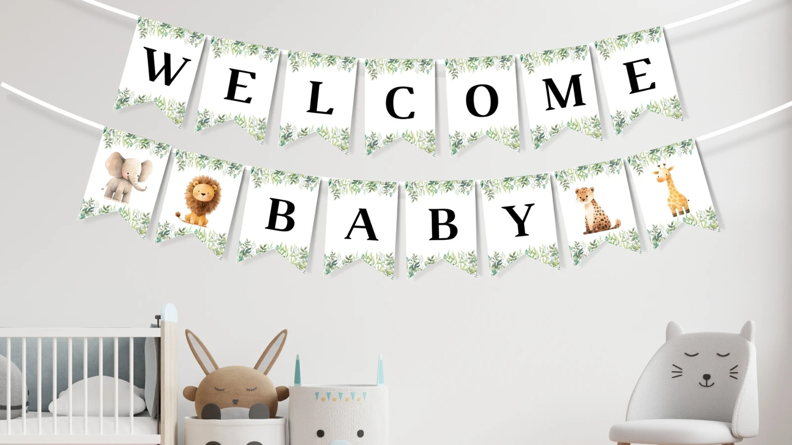 Printable baby shower wall banner editable in Canva for party backdrop and decoration – fllcdesigns