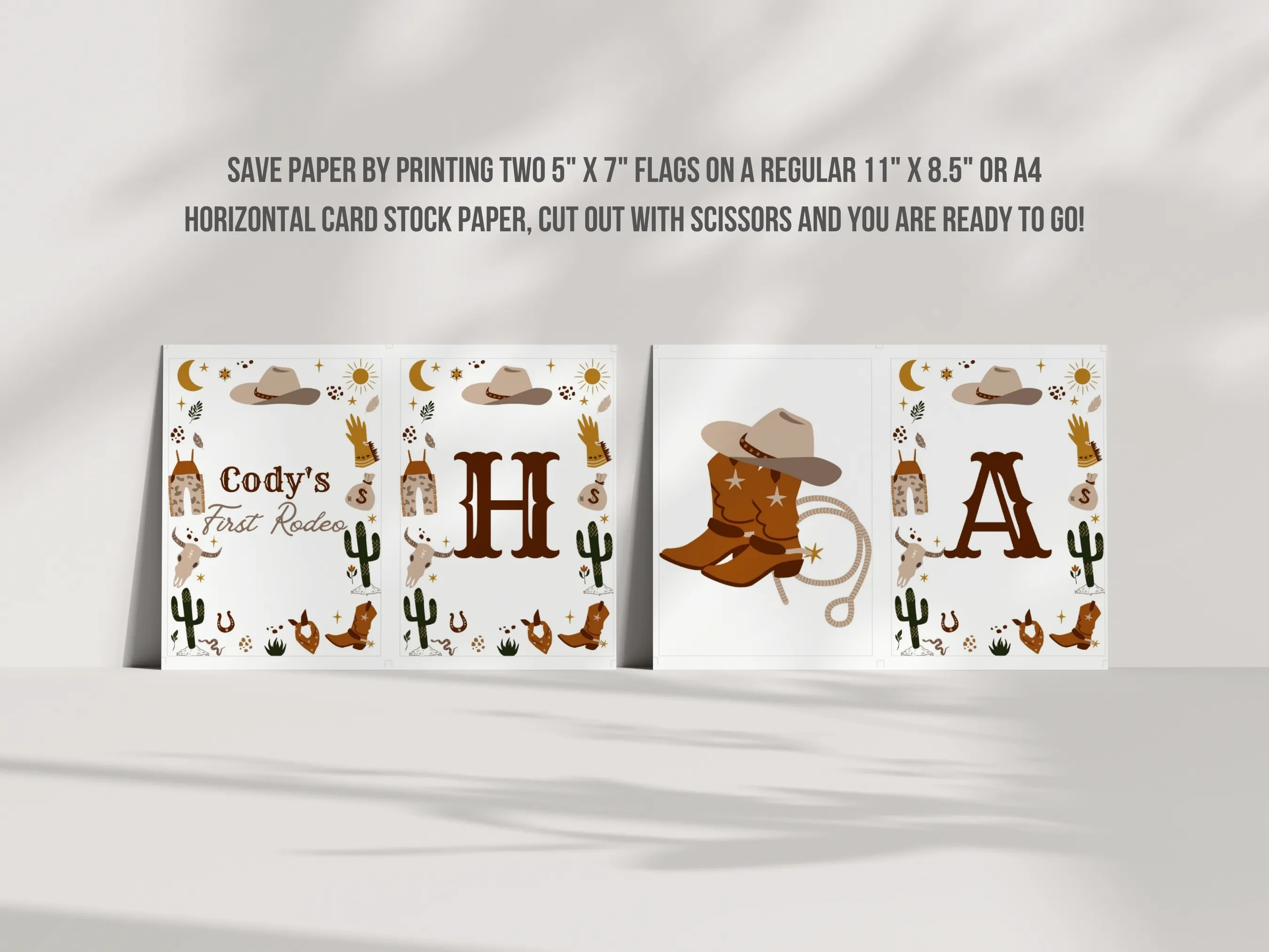 My First Rodeo Birthday Banner | Cowboy Happy Birthday Banner | Western Birthday Bunting | Editable Canva Template | Digital Download