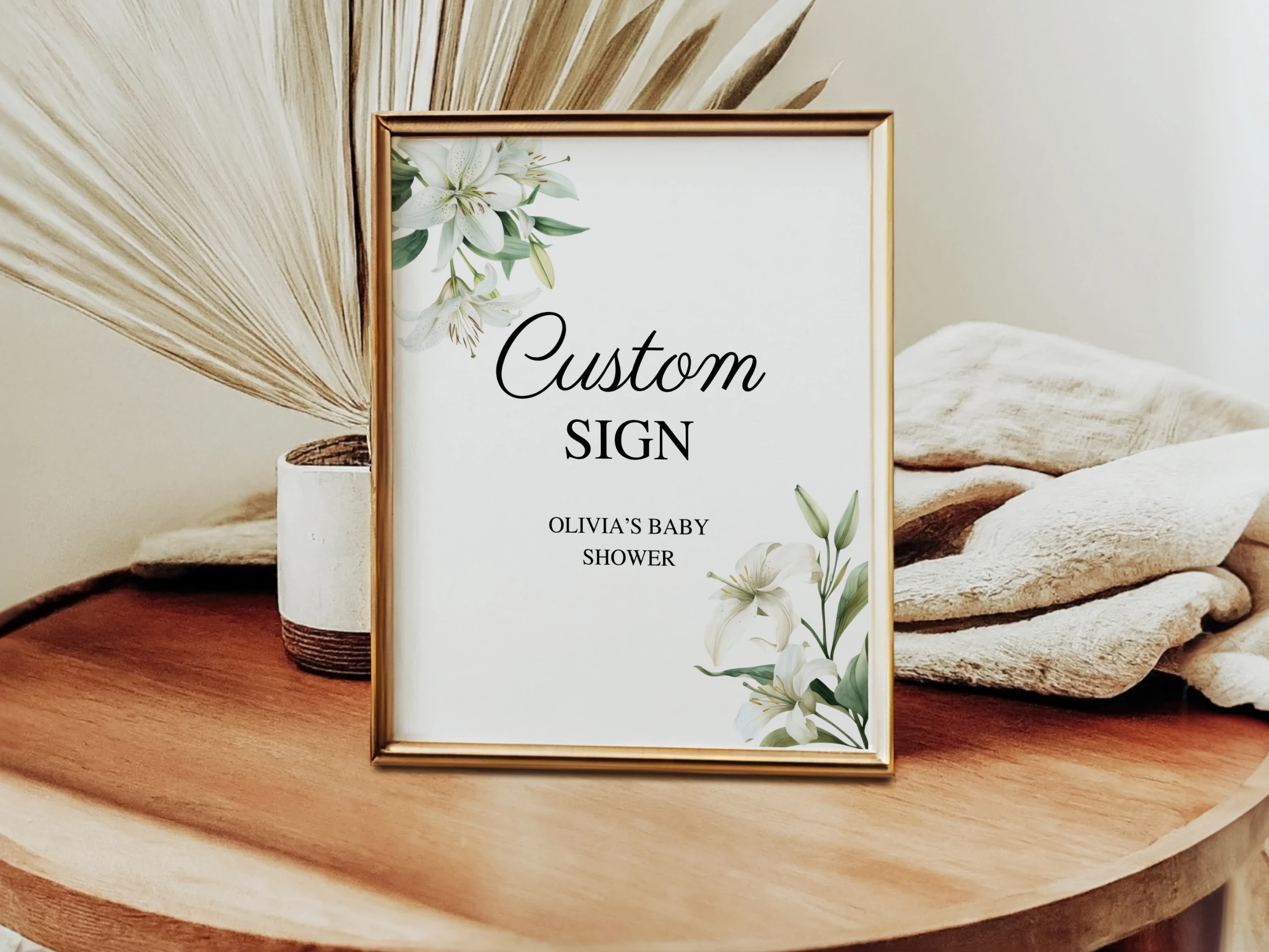 baby in bloom baby shower table sign printable, greenery baby shower pacifier hunt sign, wildflower baby shower diaper raffle sign, baby in bloom late night diapers sign, editable baby shower sign Canva
