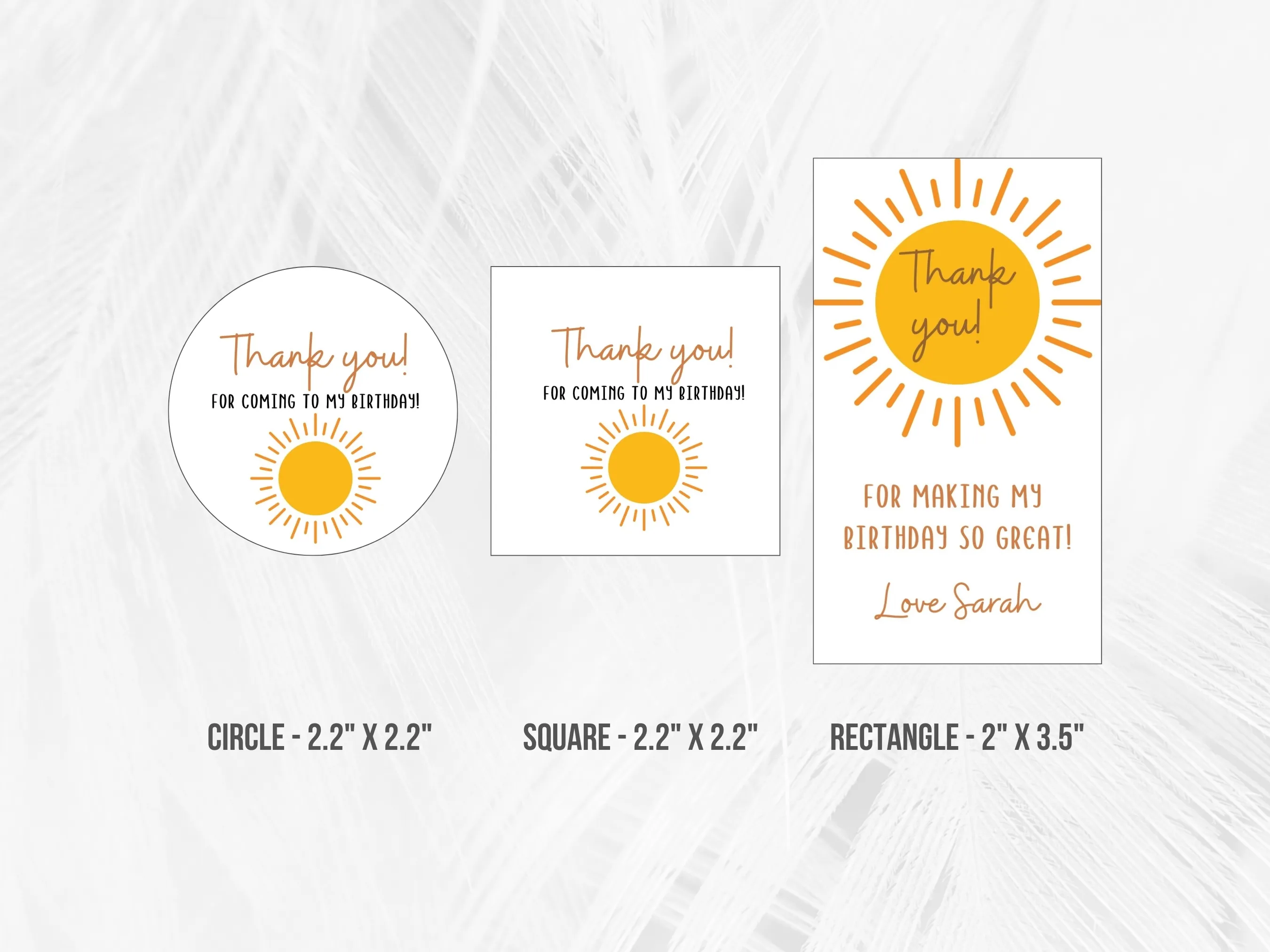 Sunshine Birthday Favor Tags | First Trip Around the Sun Thank You Labels | Boho Party Gift Tags | Editable Canva Template | Digital Download