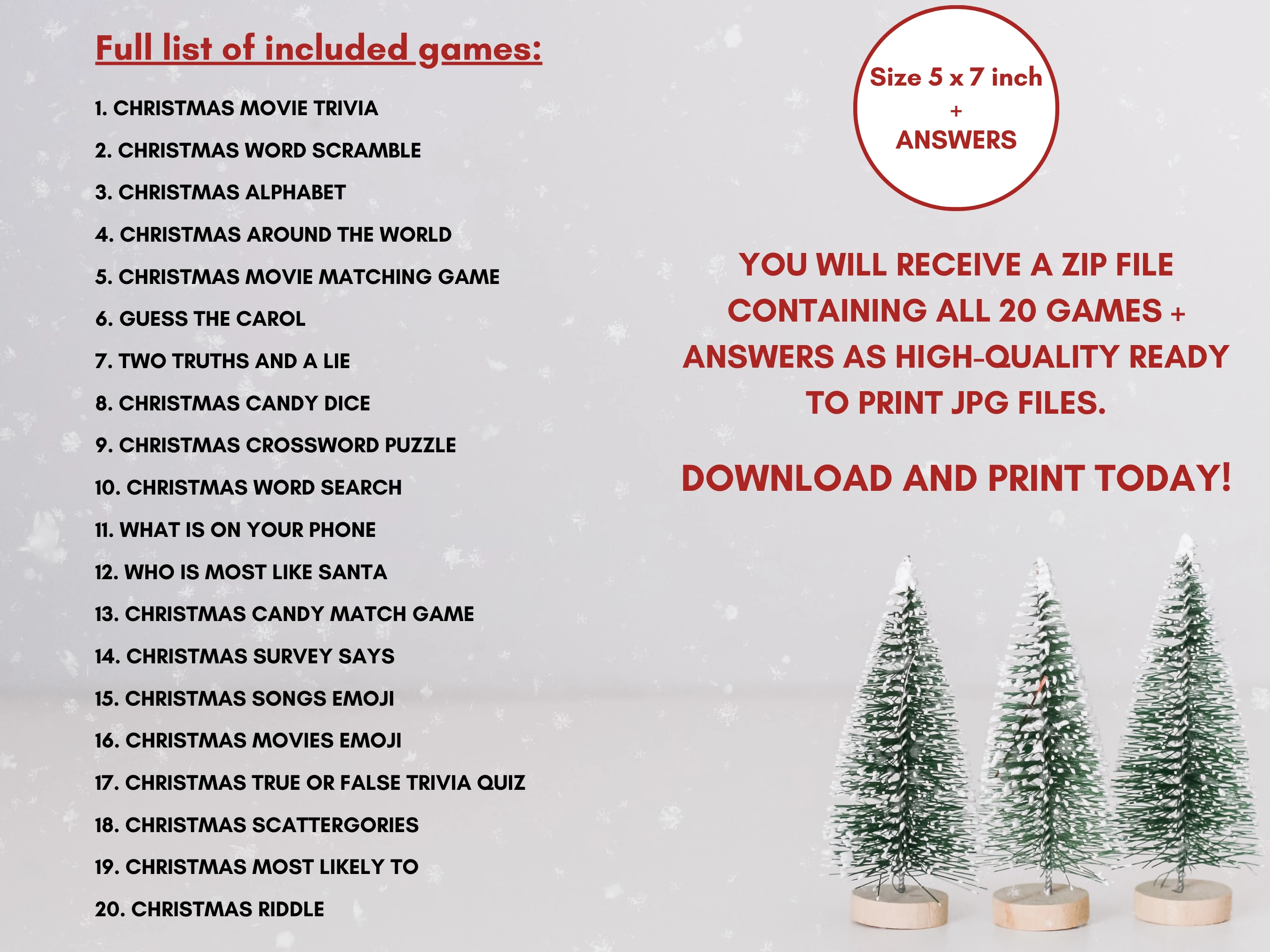 Santa & Snowman Christmas Games Bundle | 20 Printable Family Party Games | fllcdesigns | Ready-to-Print PDF | Digital Download