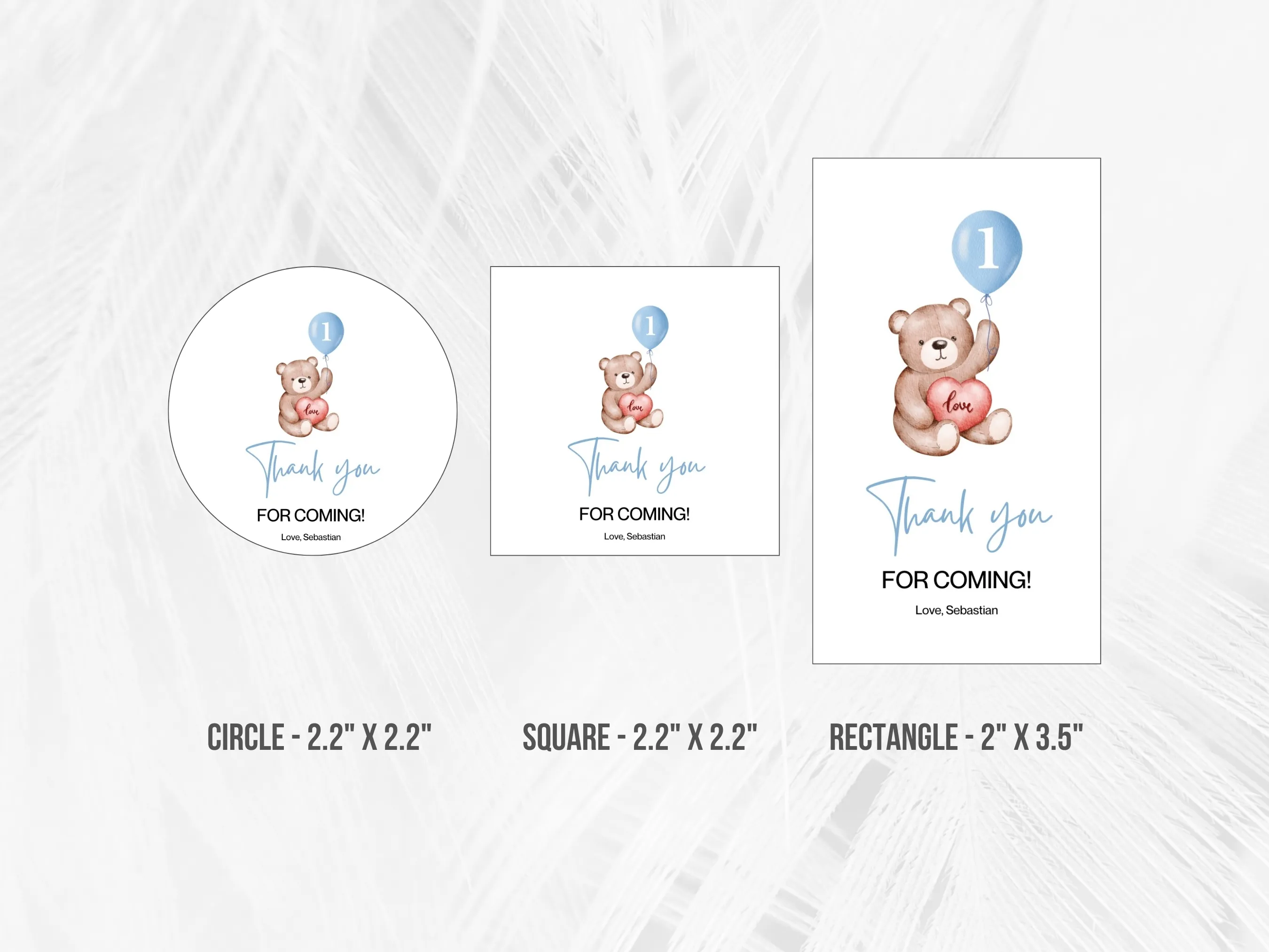 Teddy Bear 1st Birthday Thank You Tags | Cute Bear Party Favor Labels | Printable Gift Tags | Editable Canva Template | Digital Download