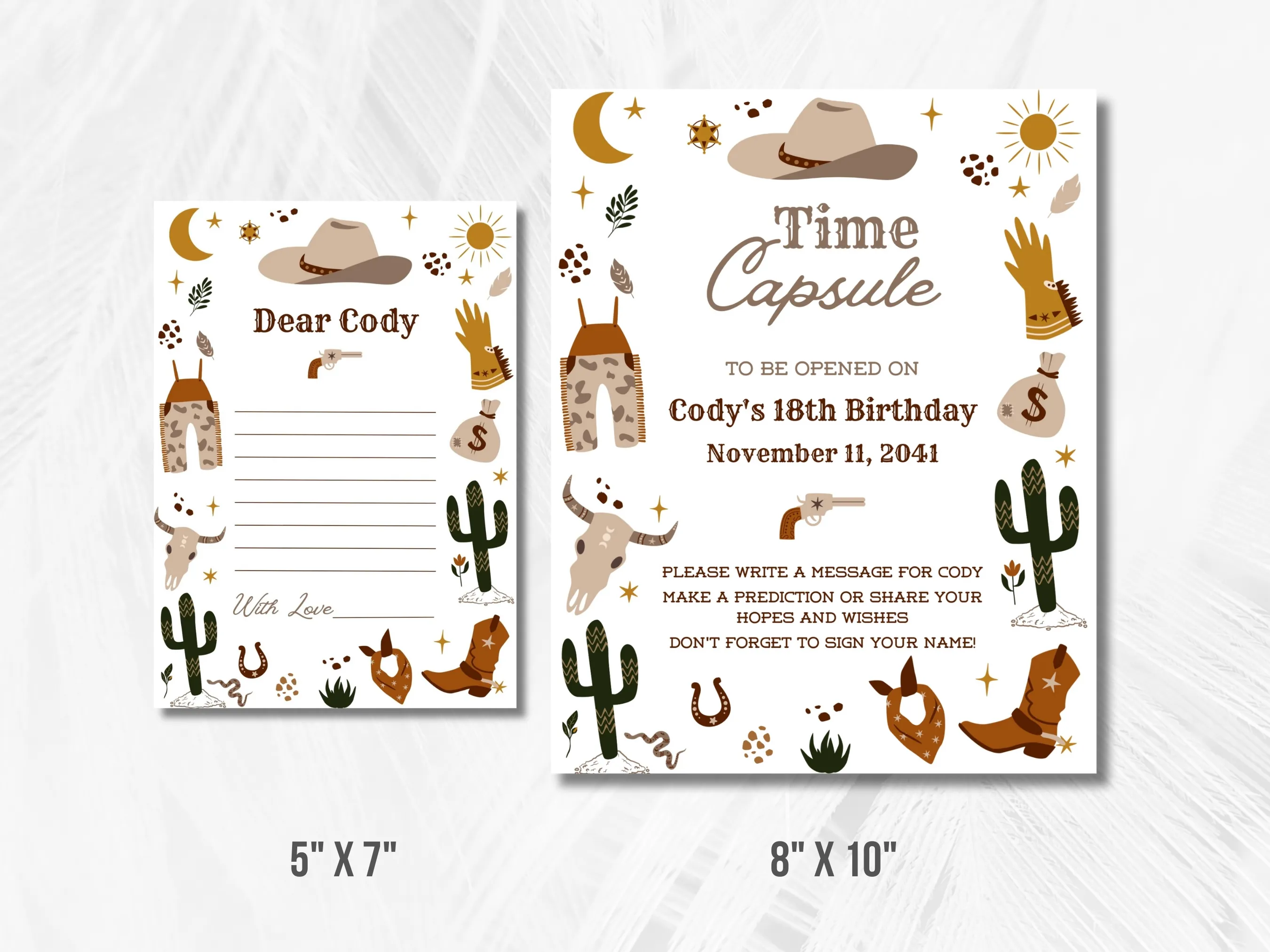 My First Rodeo Birthday Time Capsule Sign & Wishes Card | Cowboy 1st Birthday Guest Book | Editable Canva Template | Digital Download