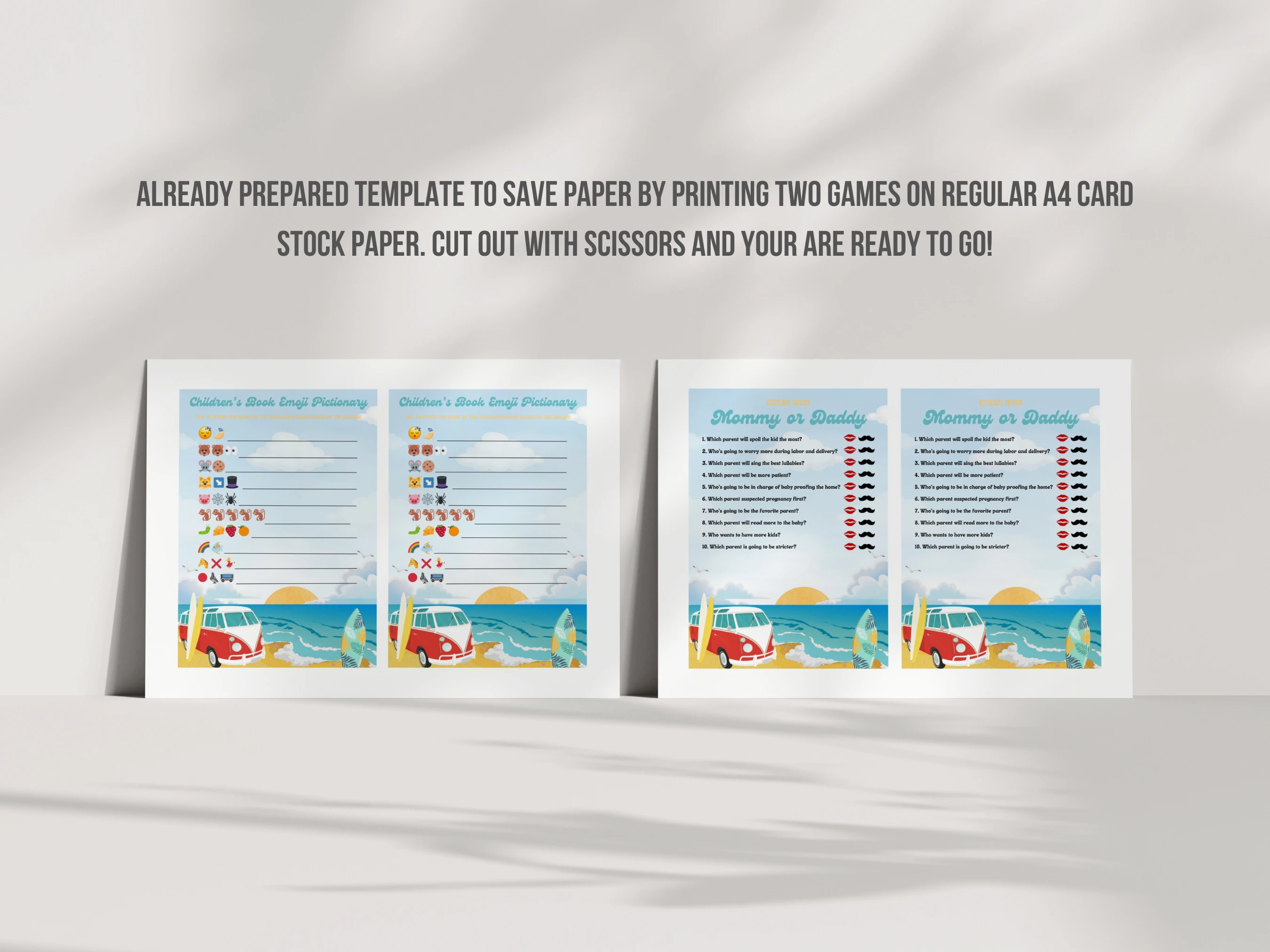 Baby On Board Baby Shower Games Bundle | Surf Baby Shower Bingo Printable Games | Beach And Ocean Baby Shower Party Games | Editable Canva Template | Digital Download
