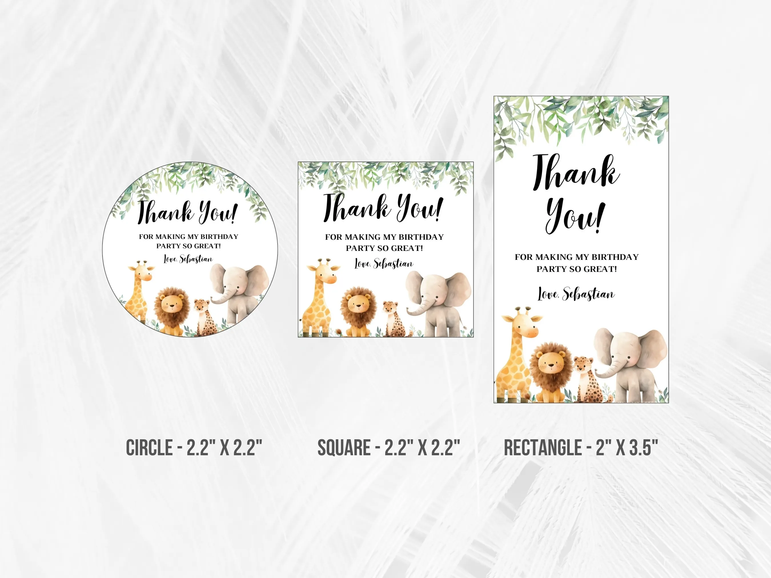 Wild One Birthday Thank You Tags | Safari Party Favor Labels | Jungle Animals Gift Tags | Editable Canva Template | Digital Download