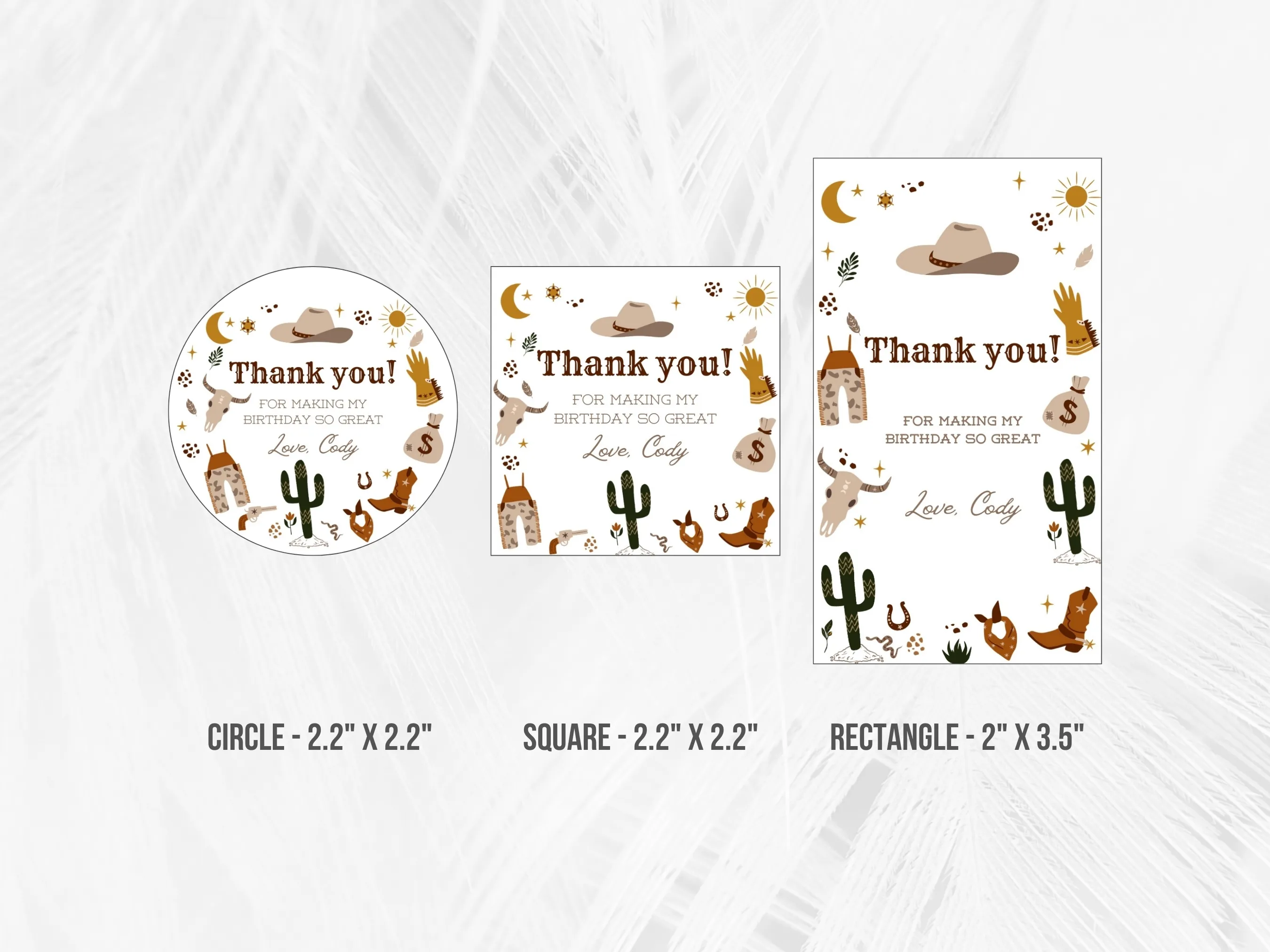 My First Rodeo Birthday Thank You Tags | Cowboy Western Gift Tags | Rodeo Party Favor Labels | Editable Canva Template | Digital Download