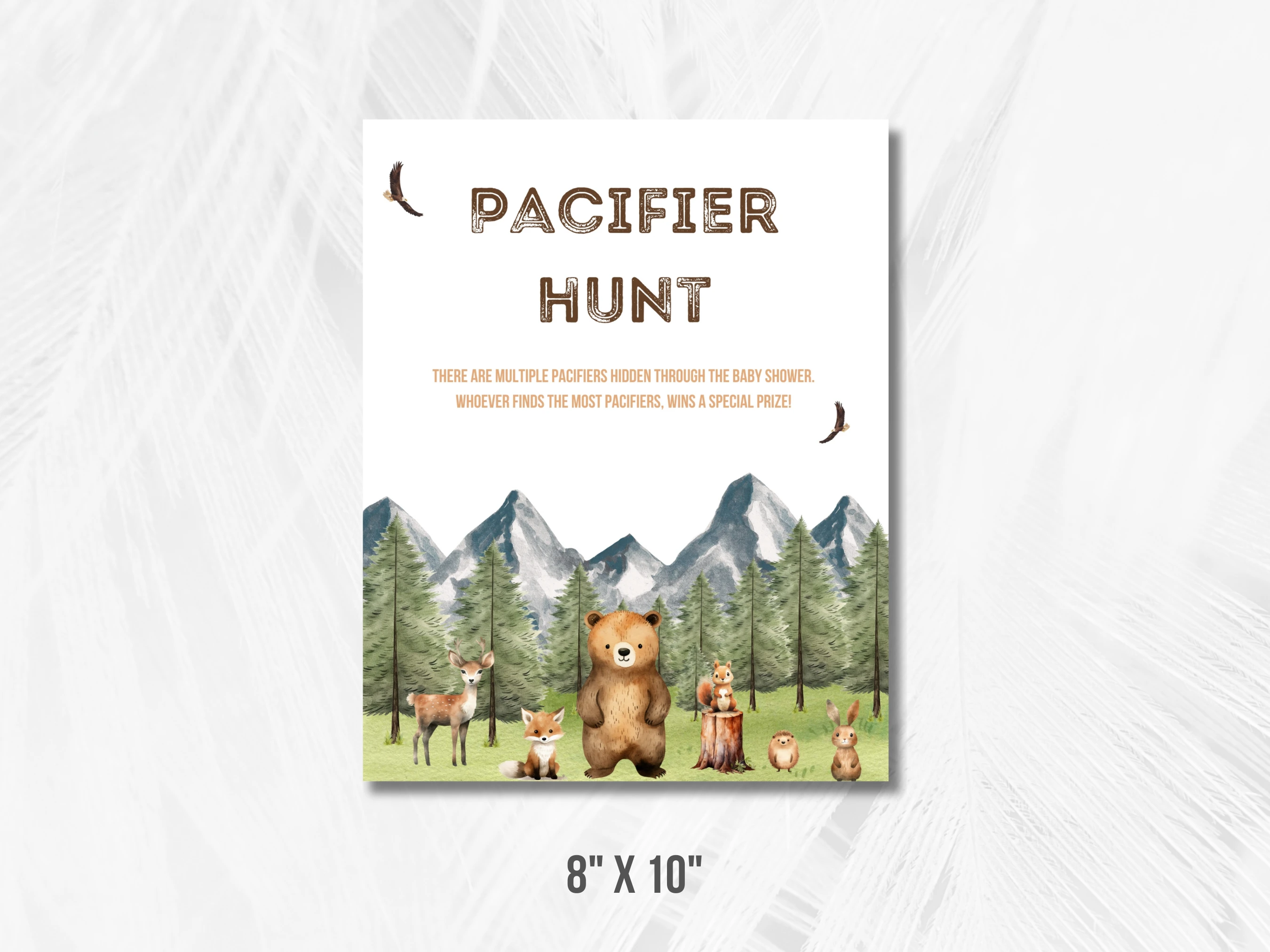Woodland Baby Shower Table Signs | Forest Animals Late Night Diapers | Pacifier Hunt Sign | Editable Canva Template | Digital Download