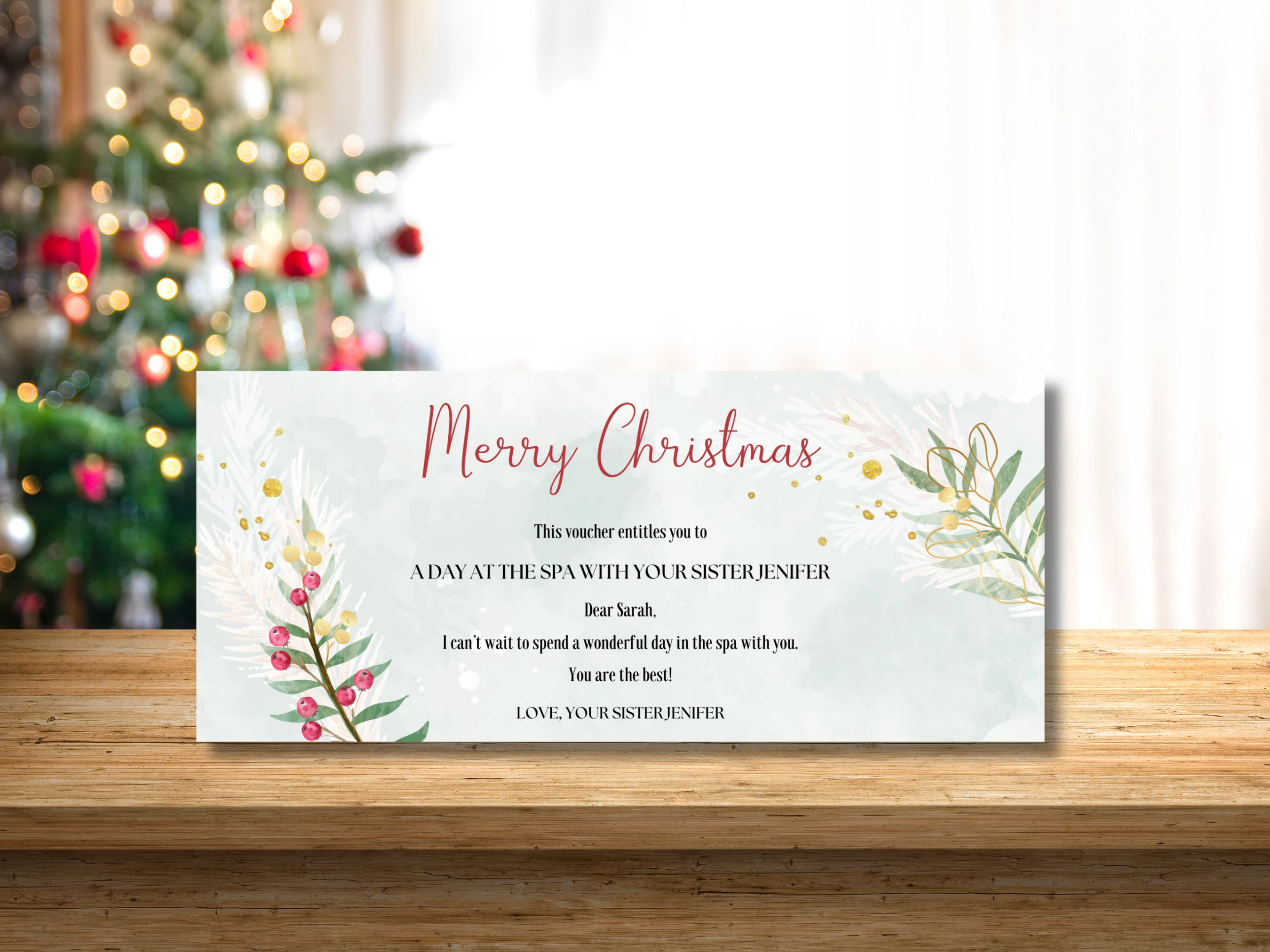 Christmas Gift Voucher Template | Elegant Holiday Gift Certificate | Editable Canva Template | Digital Download