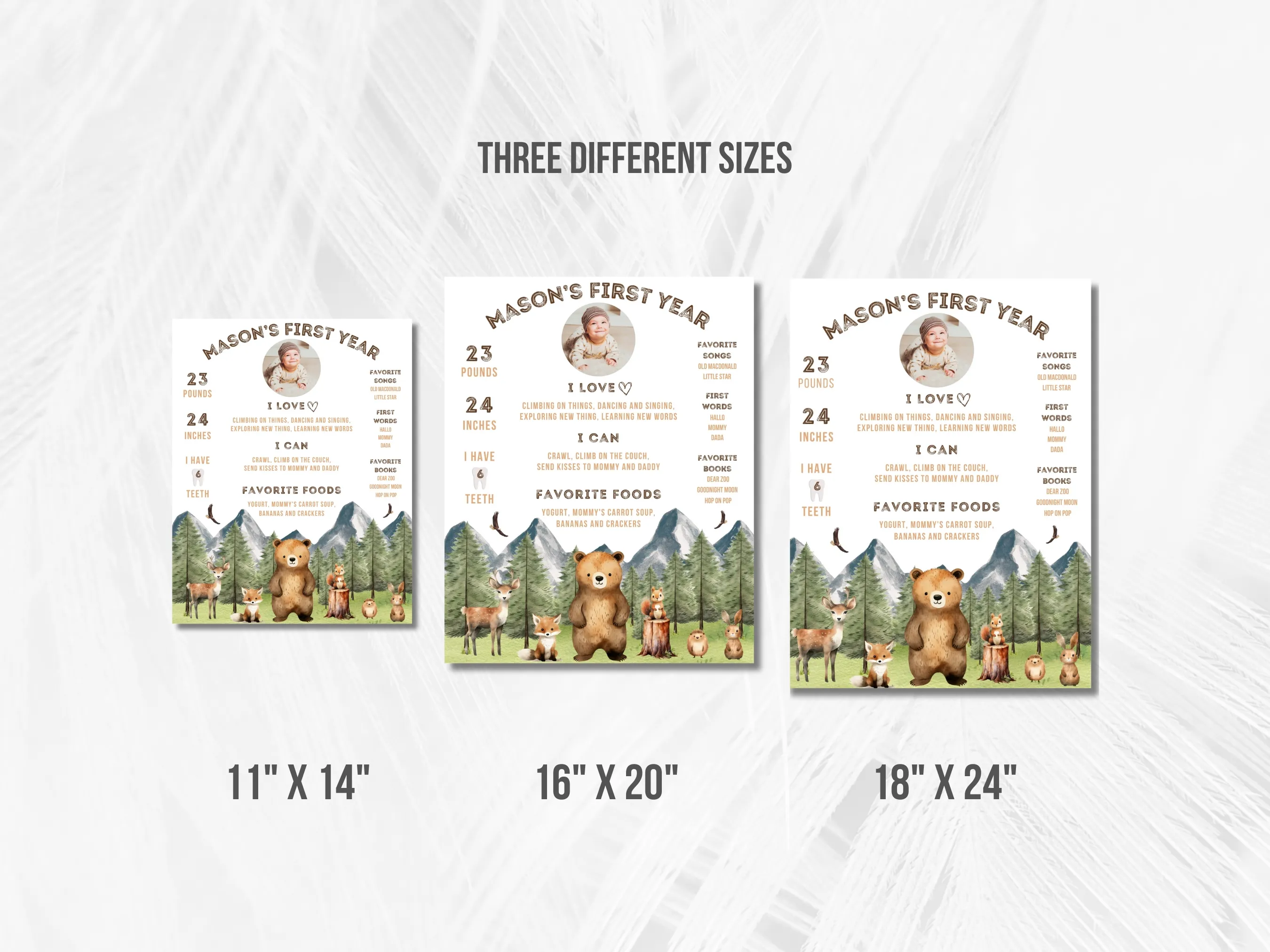 Woodland Birthday Milestone Board | Forest Animals Milestone Poster | Wild One Baby Milestone Sign | 1st Birthday Party | Editable Canva Template | Digital Download
