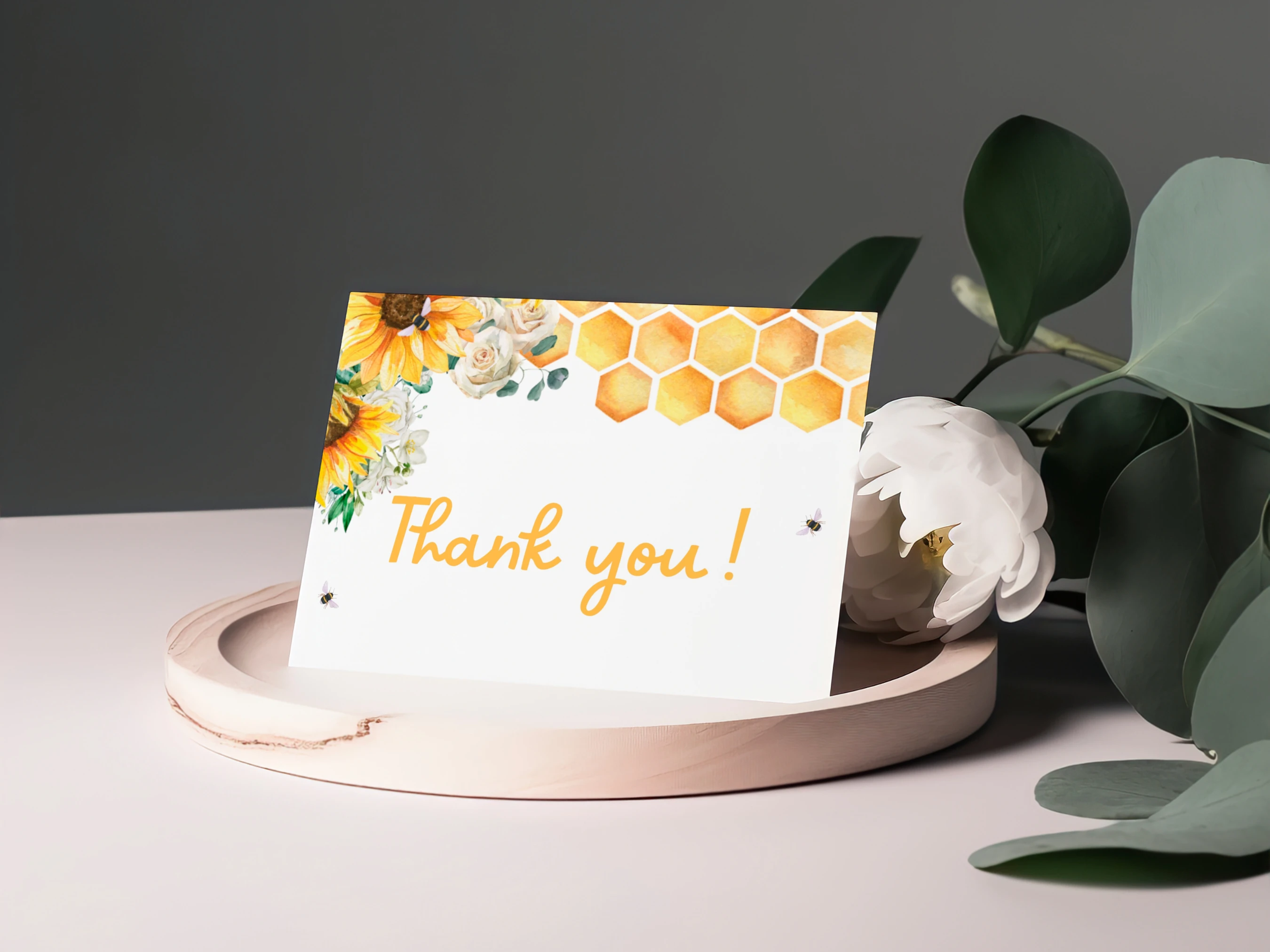 Bumble Bee Baby Shower Thank You Card | Sunflower Honey Bee Baby Shower Thank You Note | Editable Canva Template | Digital Download