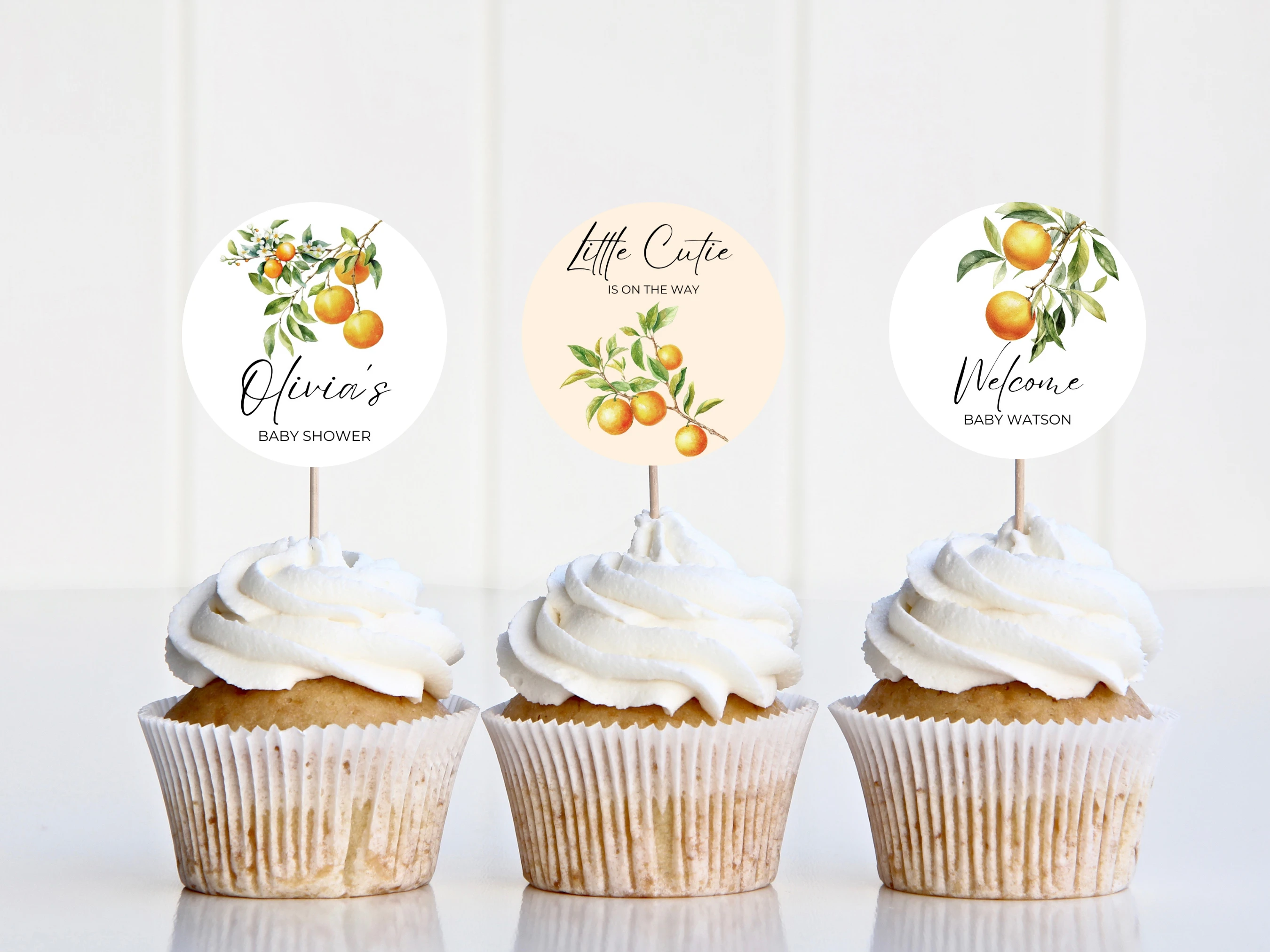 Little Cutie Baby Shower Cupcake Toppers | Orange Clementine Cake Topper | Editable Canva Template | Digital Download