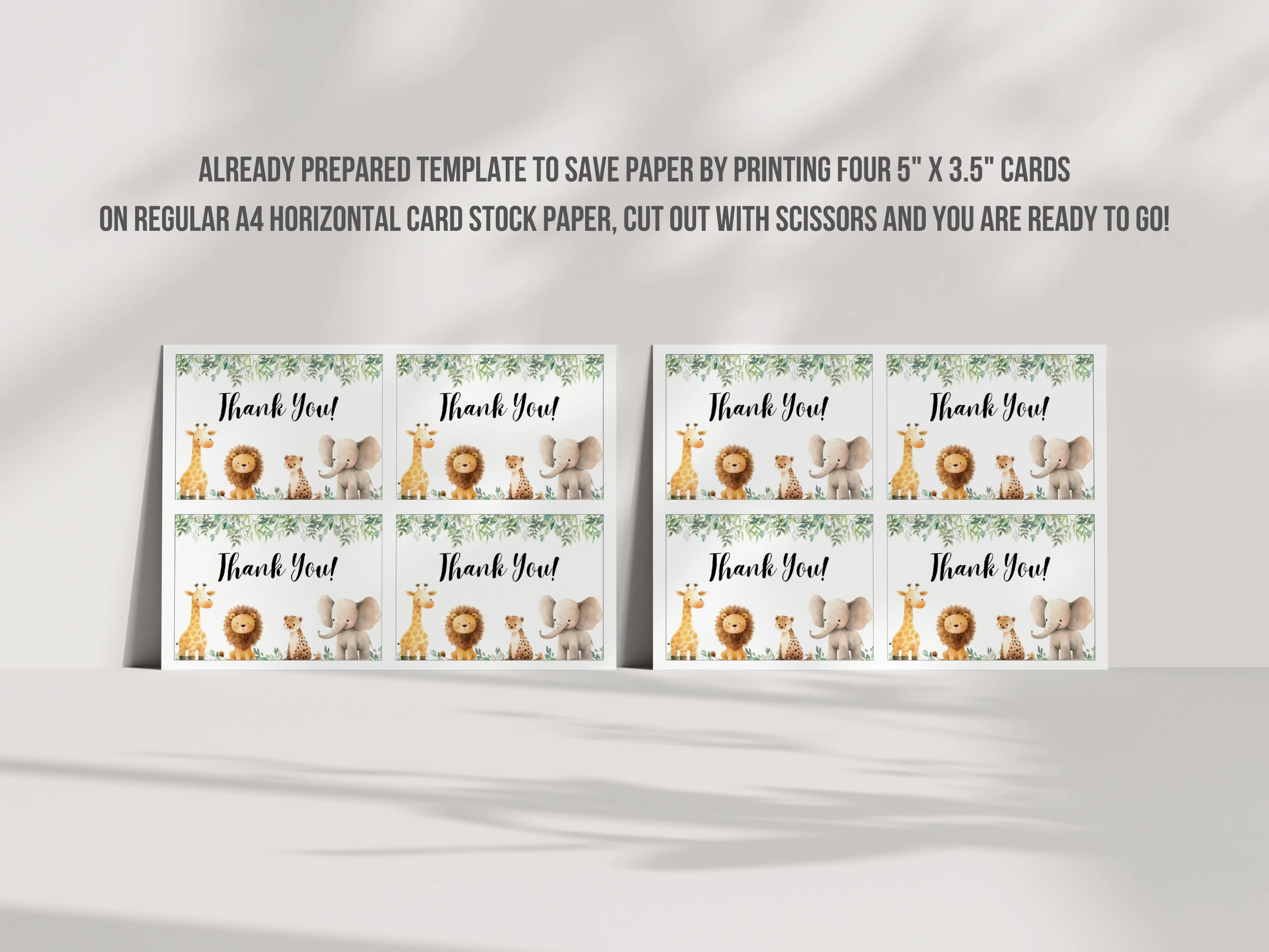 Safari Baby Shower Thank You Card | Jungle Theme Baby Shower Thank You Note | Editable Canva Template | Digital Download