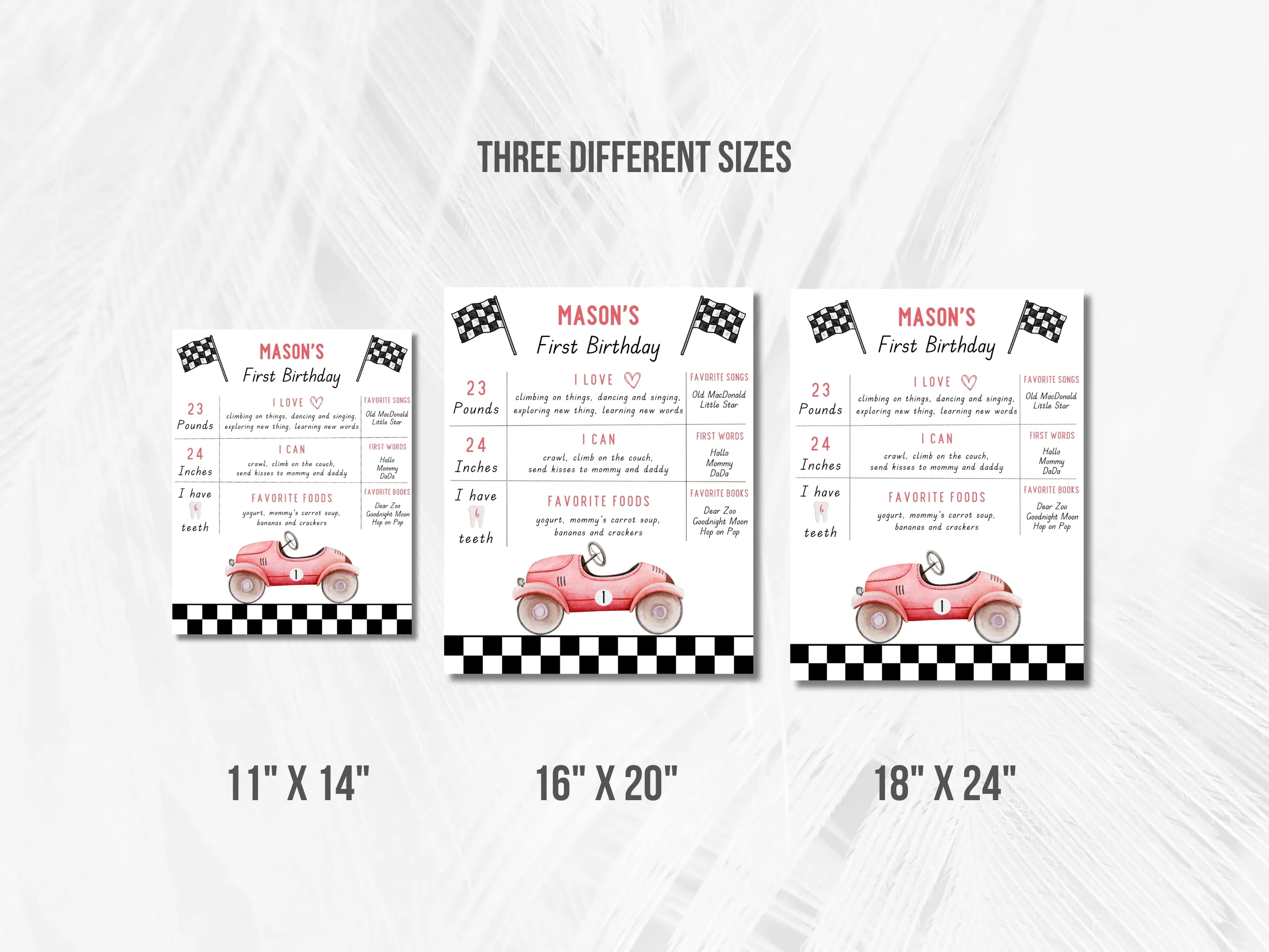 Fast One Birthday Milestone Board | Red Vintage Race Car Milestone Poster | Racing Baby Milestone Sign | 1st Birthday Party | Editable Canva Template | Digital Download