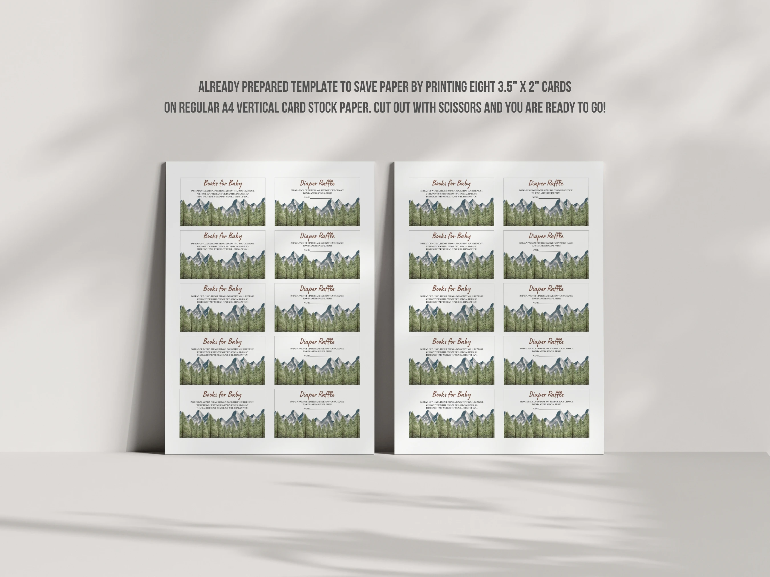 Adventure Awaits Baby Shower Diaper Raffle Card | Woodland Books For Baby Card | Editable Canva Template | Digital Download