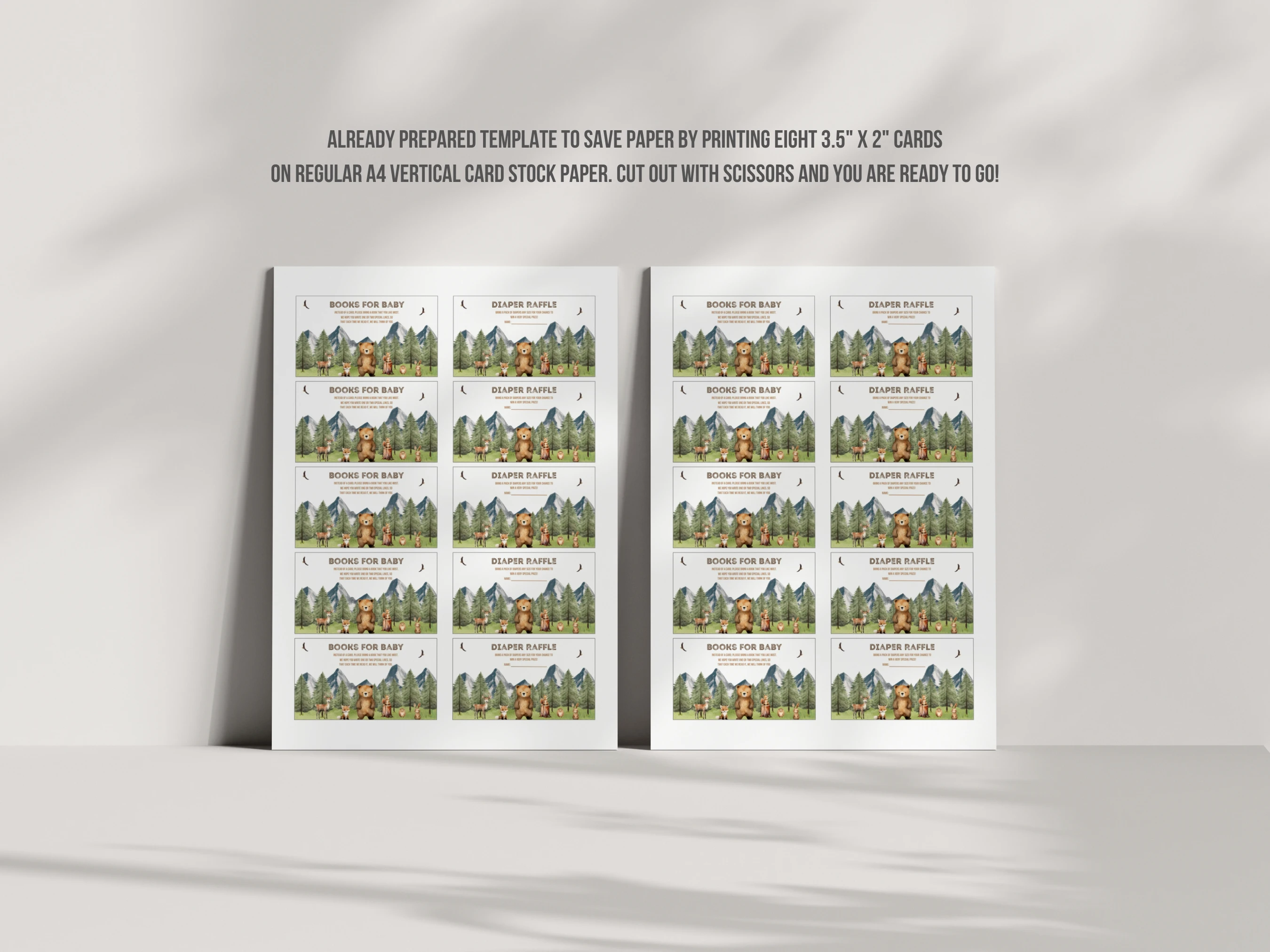 Woodland Baby Shower Diaper Raffle Card | Adventure Awaits Books For Baby Card | Editable Canva Template | Digital Download