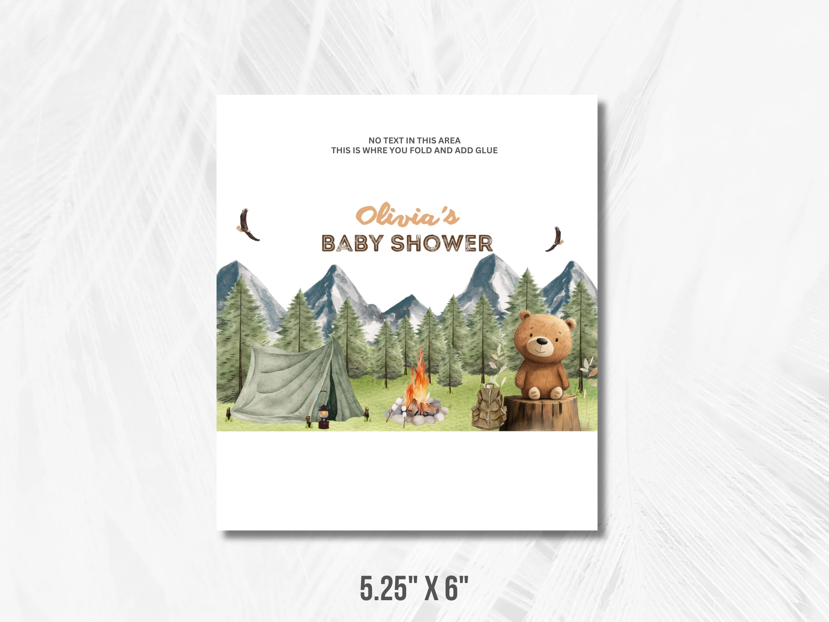 Little Camper Baby Shower Chocolate Wrapper | Woodland Adventure Awaits Candy Bar Label | Editable Canva Template | Digital Download
