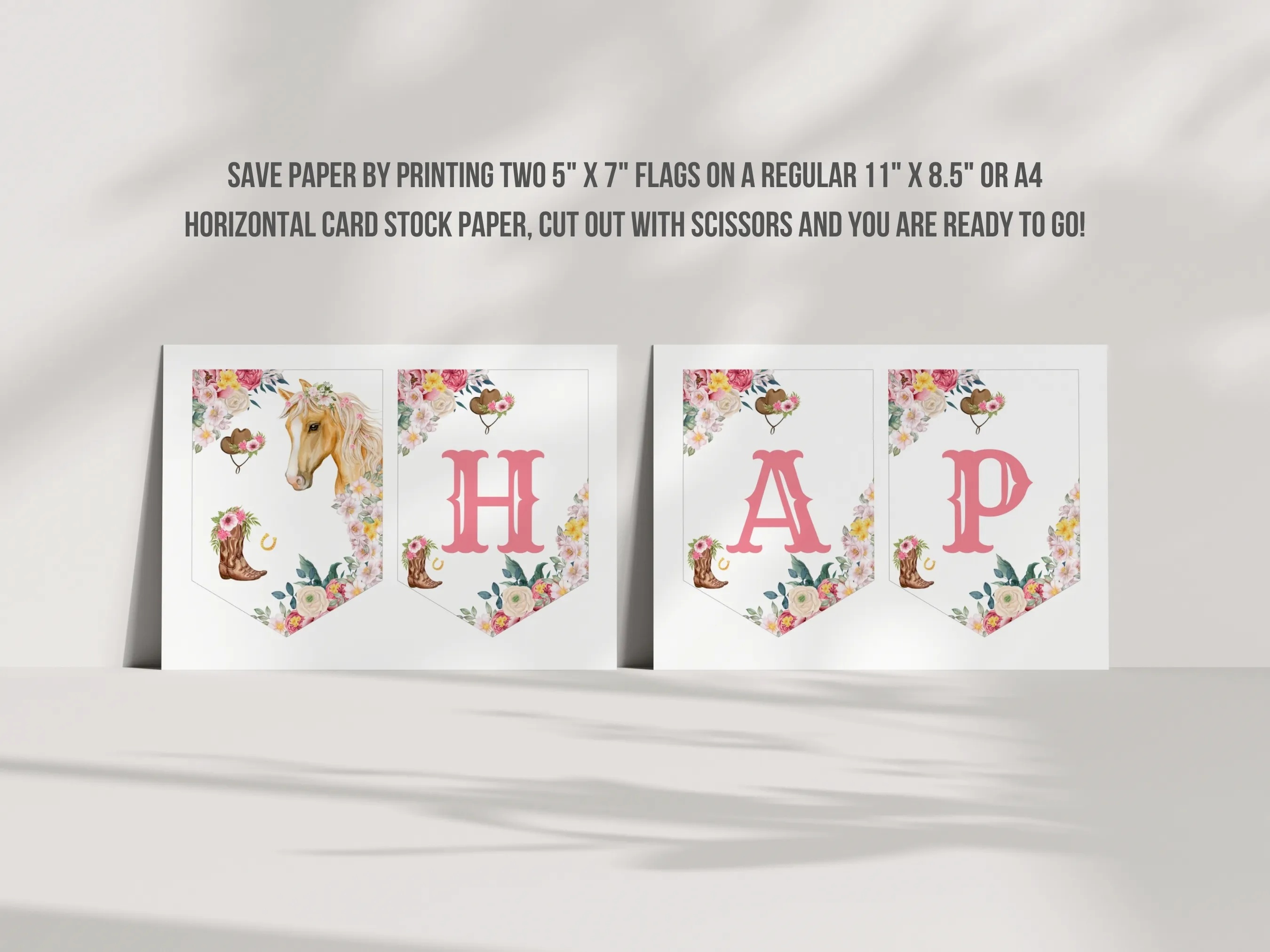 Horse Birthday Banner | My First Rodeo Happy Birthday Banner | Pony Birthday Bunting | Cowgirl Birthday Wall Banner | Editable Canva Template | Digital Download