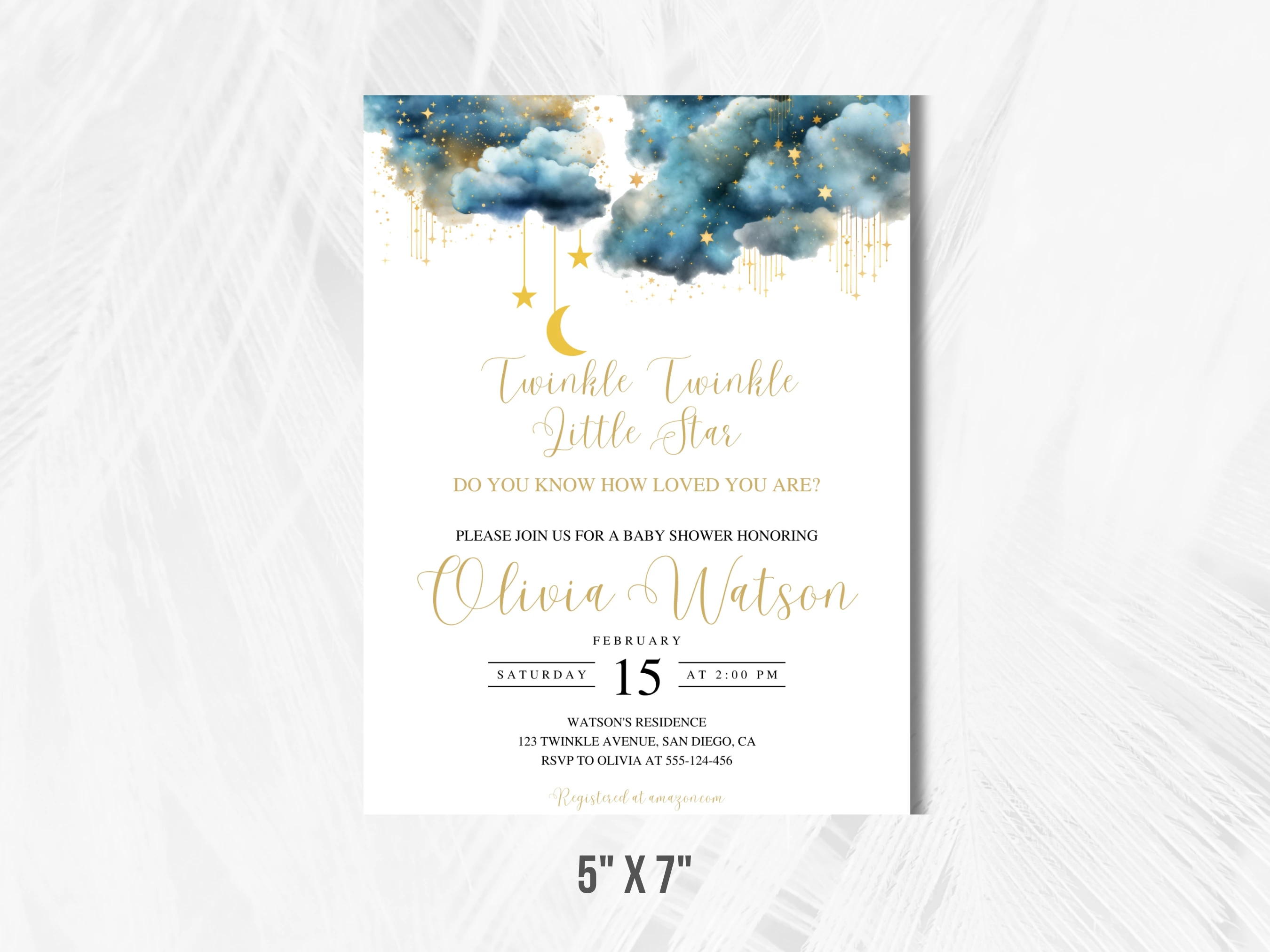 Twinkle Little Star Baby Shower Invitation | Over The Moon Baby Shower Invitation | Celestial Baby Shower Party | Editable Canva Template | Digital Download