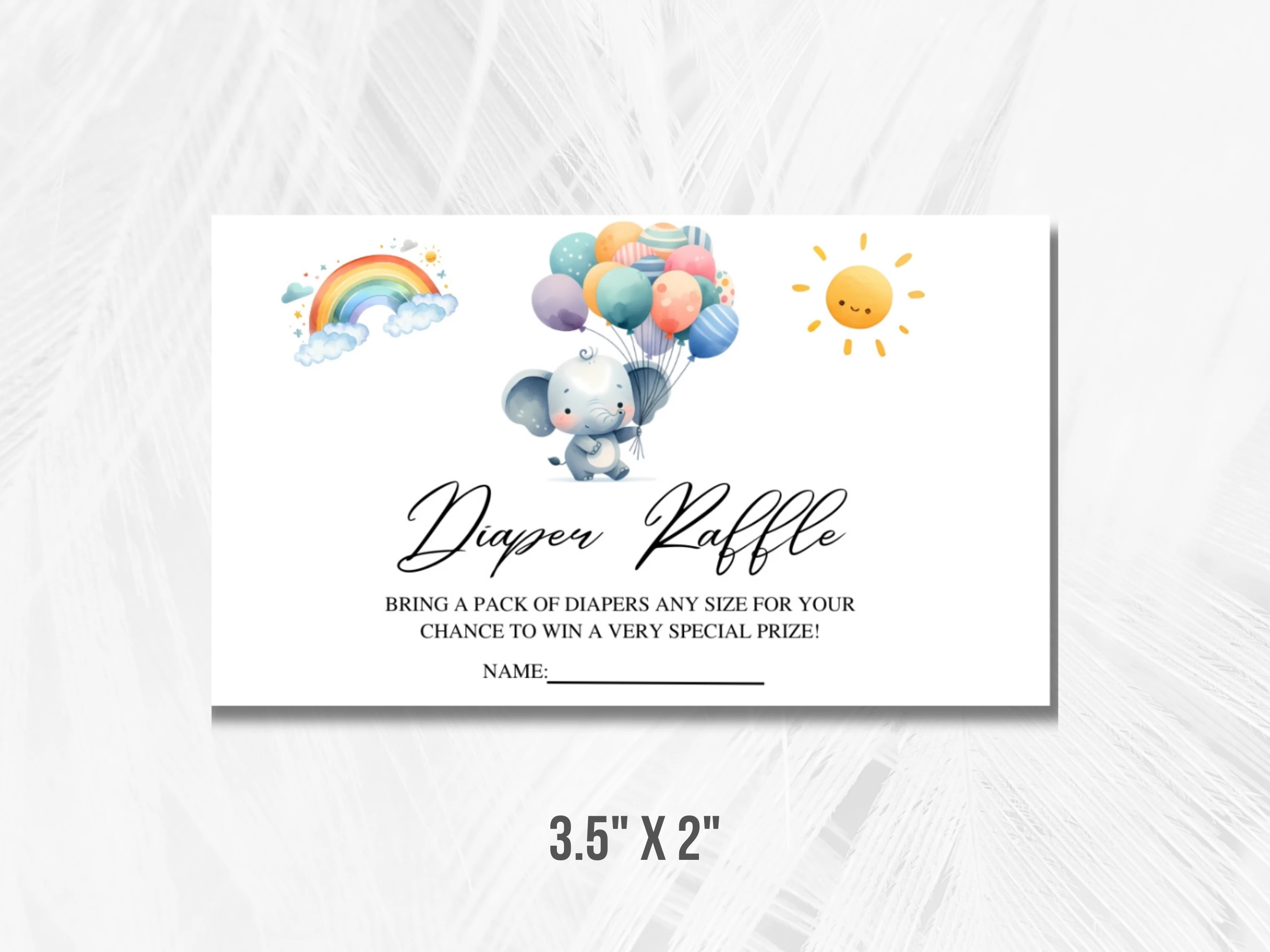 Elephant Baby Shower Diaper Raffle Card | Little Peanut Books For Baby Card | Editable Canva Template | Digital Download