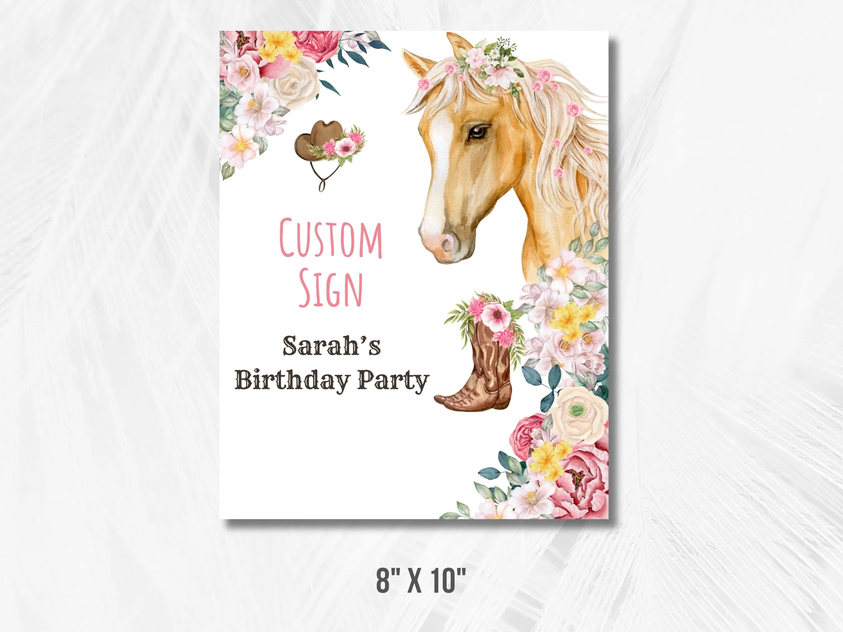Horse Birthday Party Gift Table Sign | Cowgirl My First Rodeo Custom Birthday Sign | Pony Party Cookie Table Sign | Editable Canva Template | Digital Download