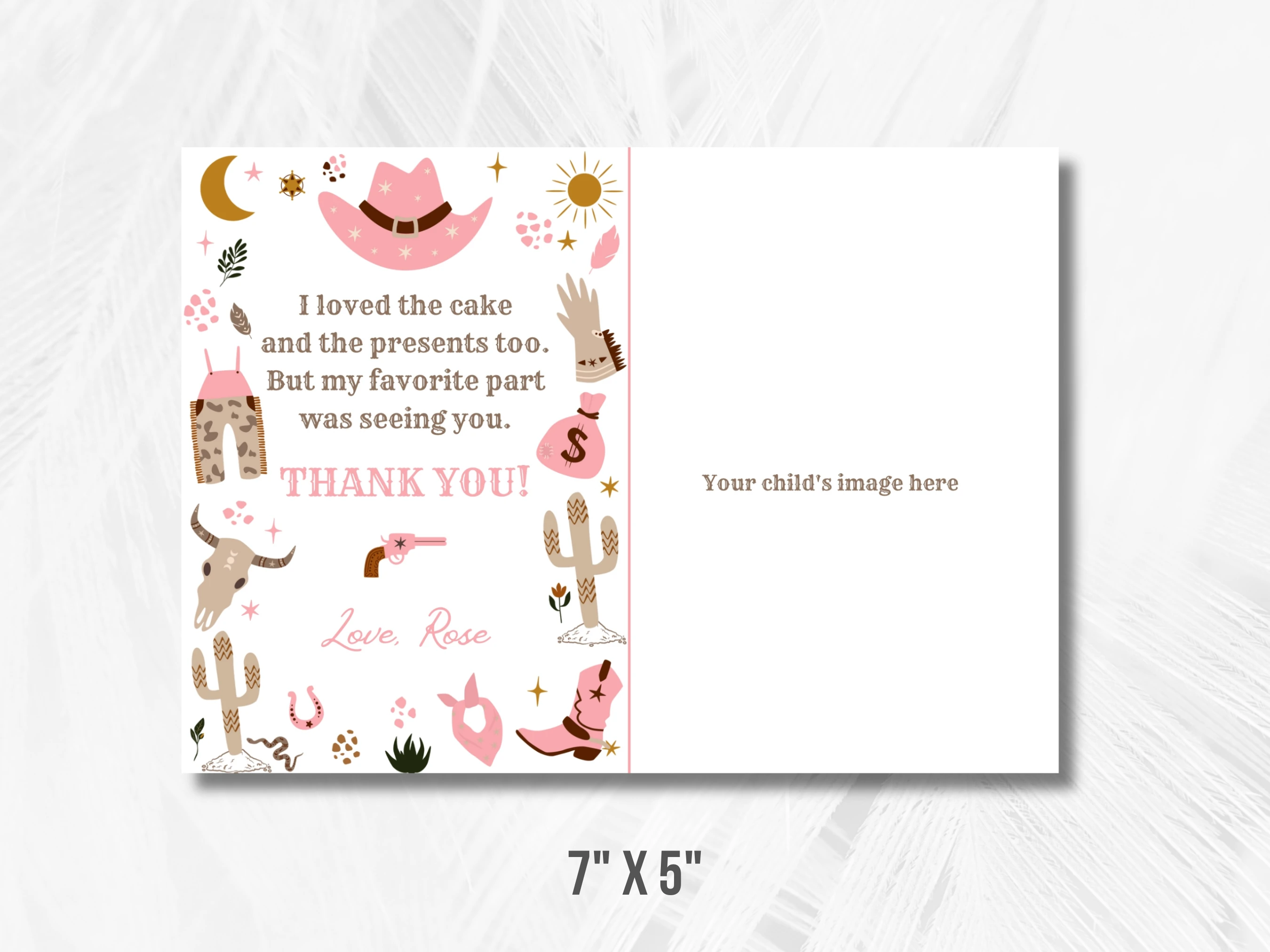 My First Rodeo Birthday Thank You Card With Photo | Cowgirl Party Birthday Thank You Note | Western 1st Birthday Party | Editable Canva Template | Digital Download