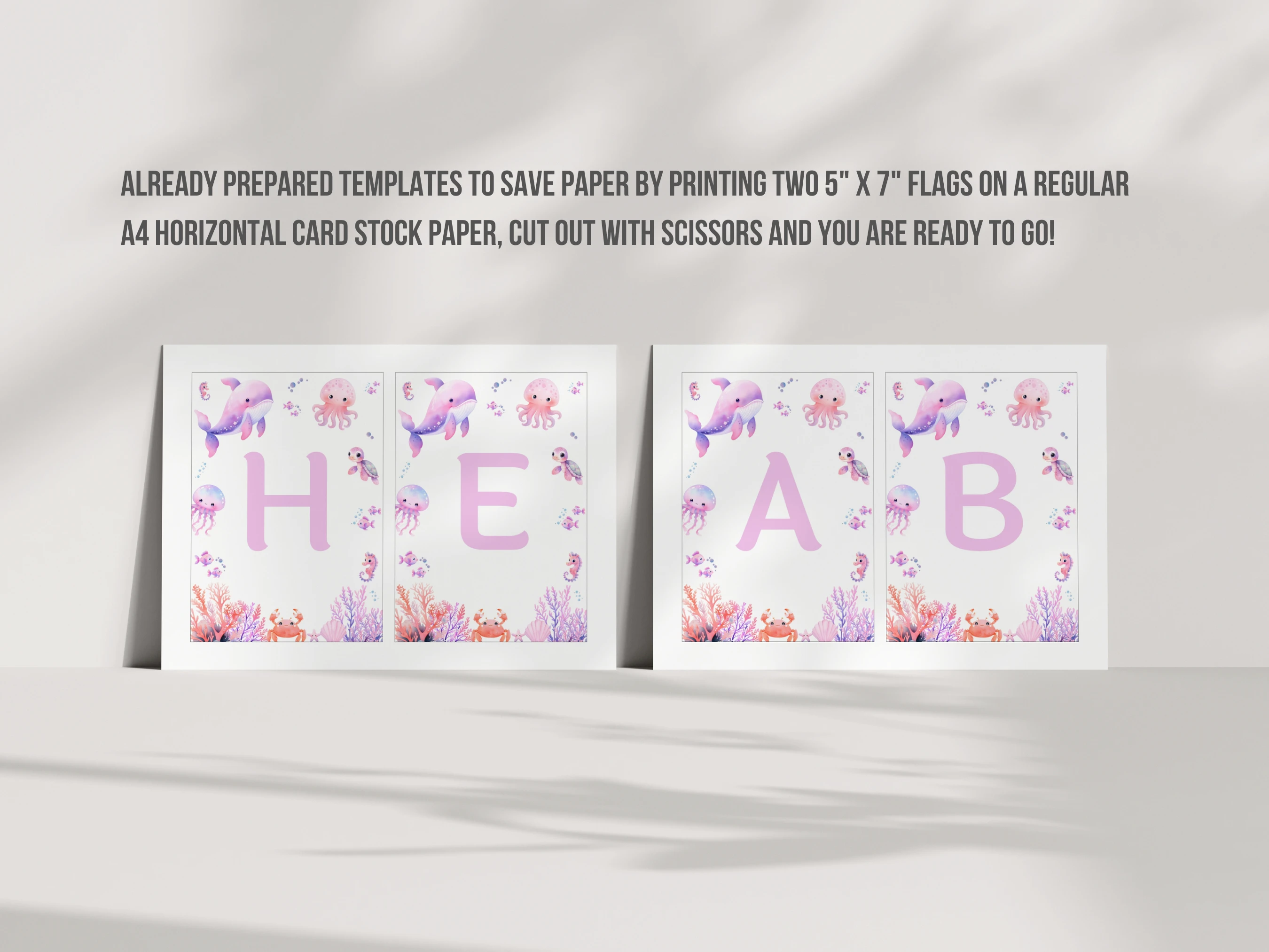 Under The Sea Baby Shower Wall Banner | Ocean Baby Shower Welcome Garland | Editable Canva Template | Digital Download