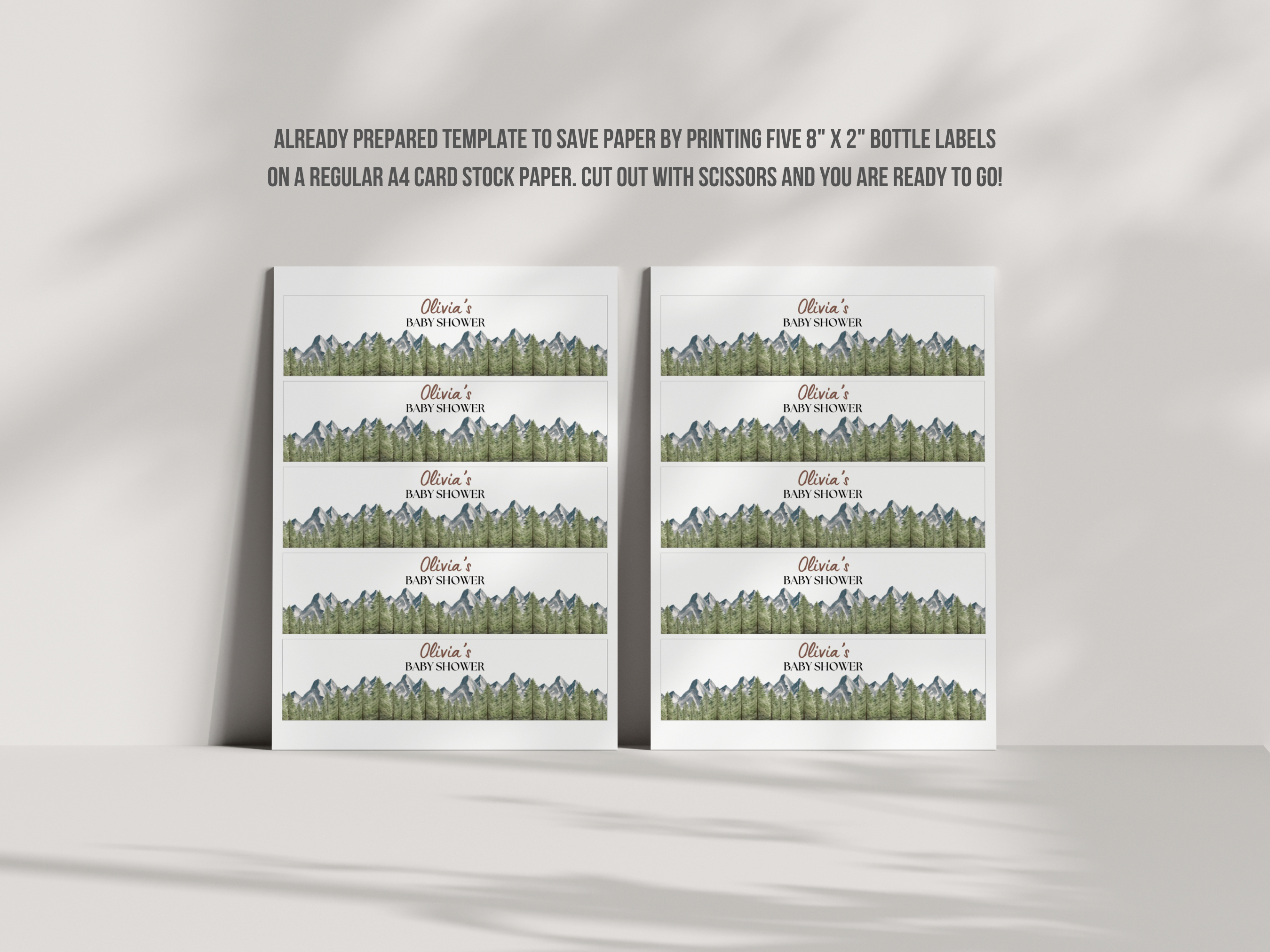 Adventure Awaits Baby Shower Water Bottle Label | Woodland Bottle Sticker | Editable Canva Template | Digital Download