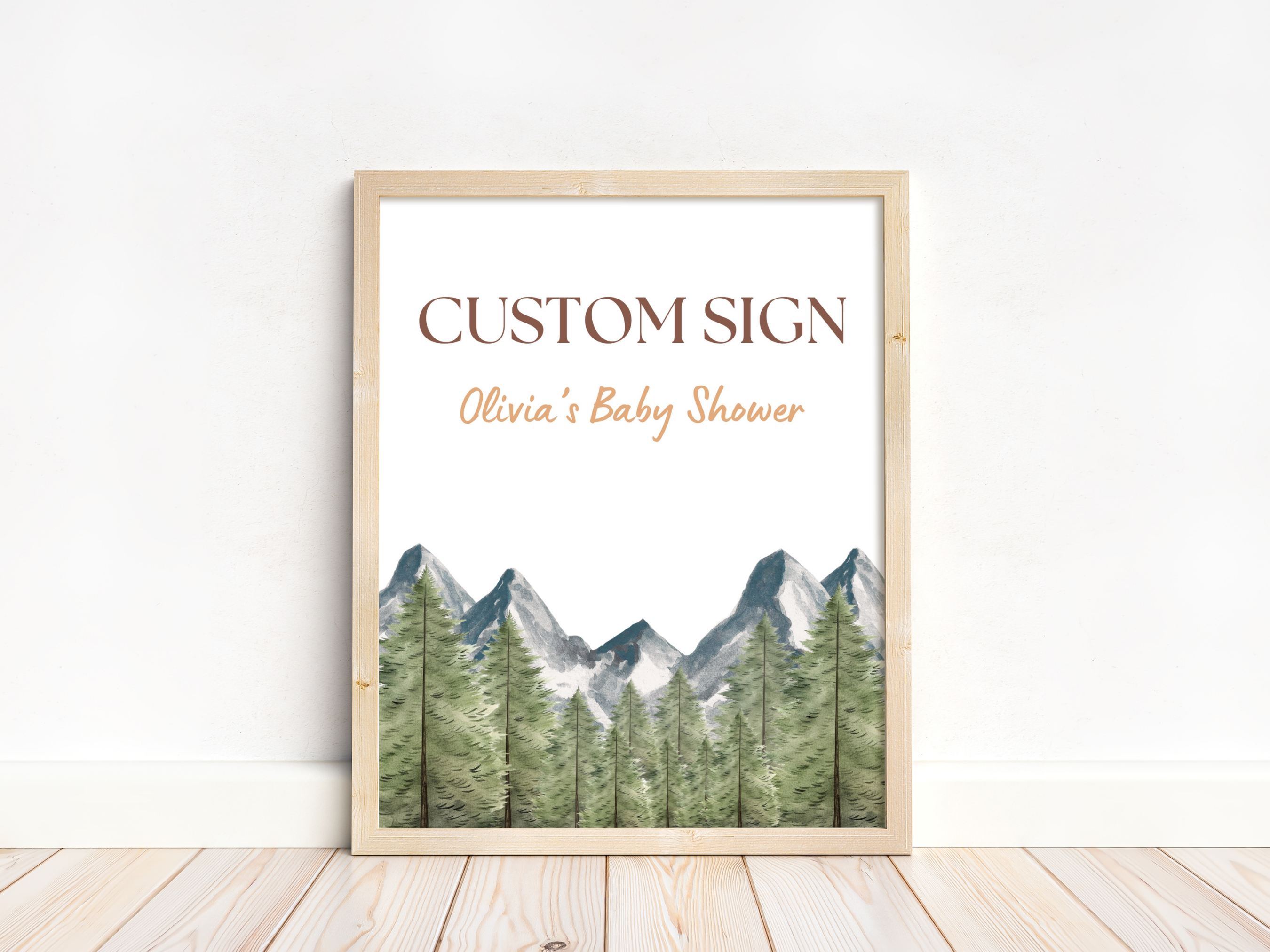 Adventure Awaits Baby Shower Sign | Forest and Mountains Late Night Diapers Table Sign | Pacifier Hunt Sign | Editable Canva Template | Digital Download