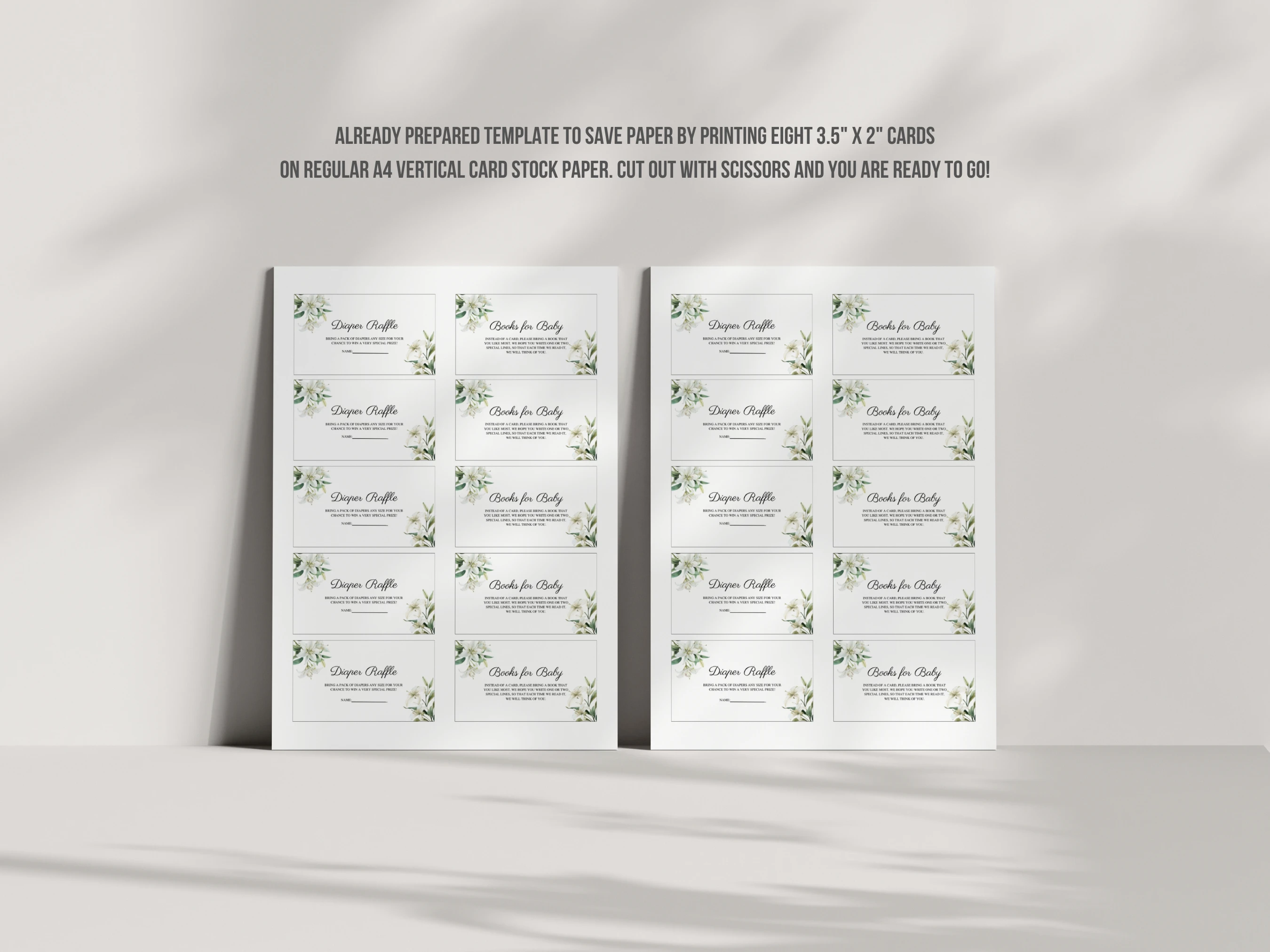 Baby In Bloom Baby Shower Diaper Raffle Card | Greenery Wildflower Books For Baby Card | Editable Canva Template | Digital Download