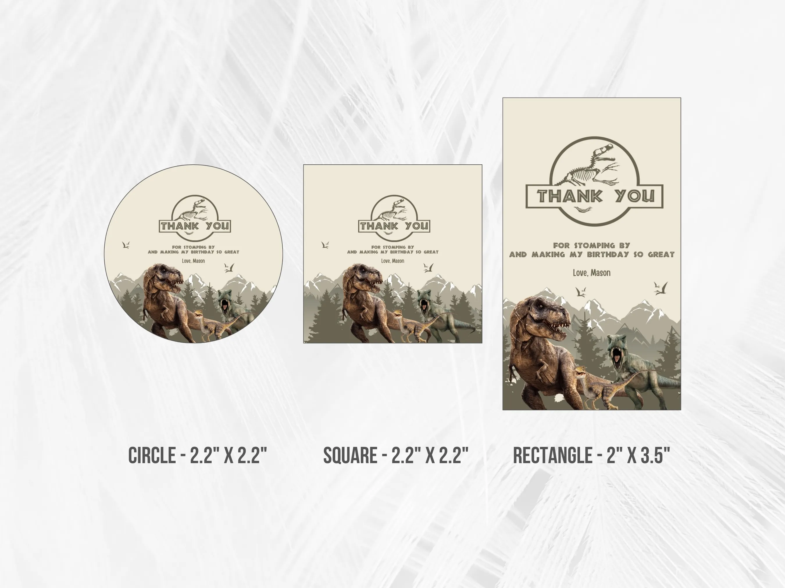 Dinosaur Birthday Thank You Tags | Jurassic Party Favor Labels | T-Rex Gift Tags | Editable Canva Template | Digital Download