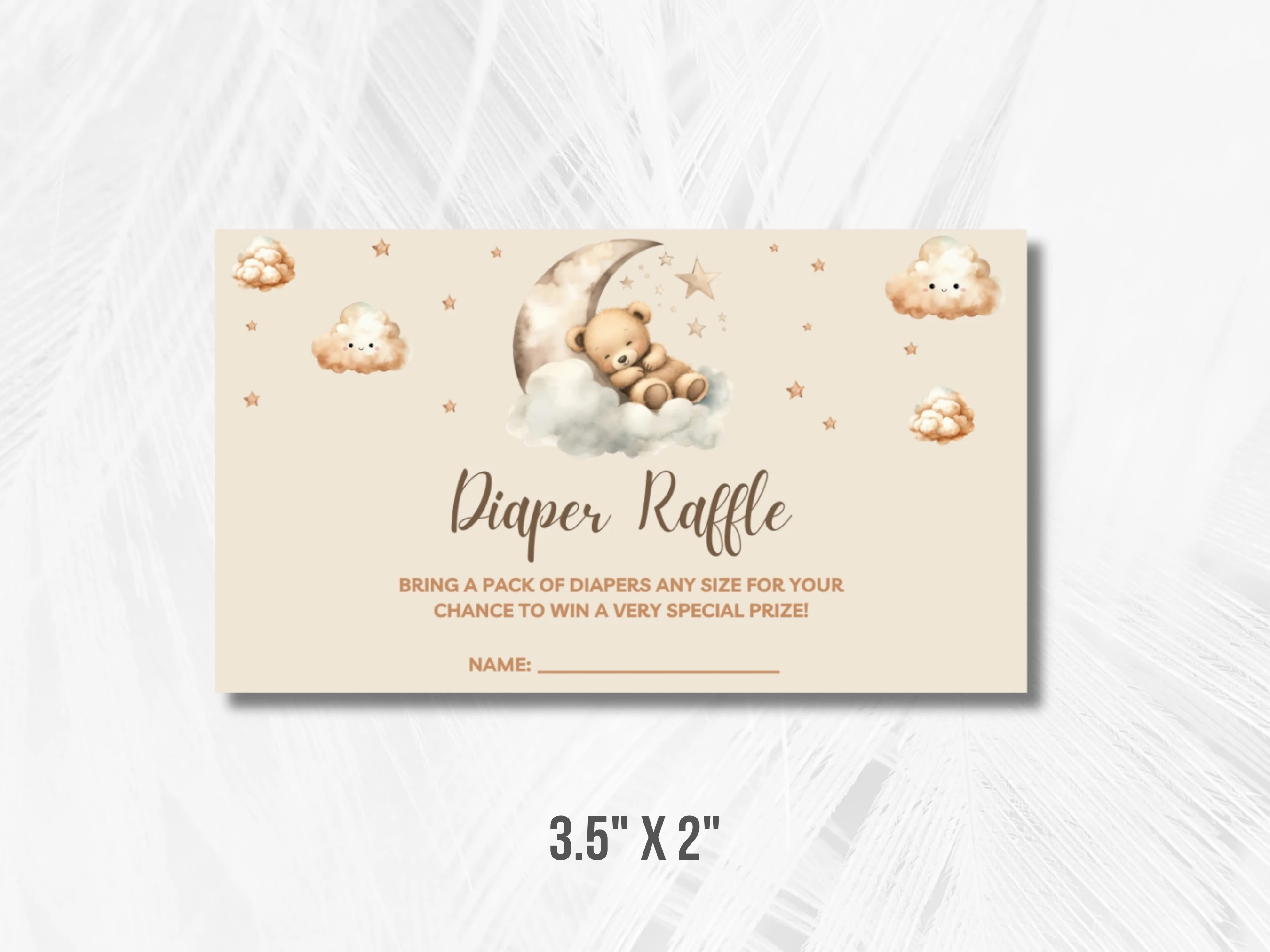 Teddy Bear Baby Shower Diaper Raffle Card | Over The Moon Books For Baby Card | Editable Canva Template | Digital Download