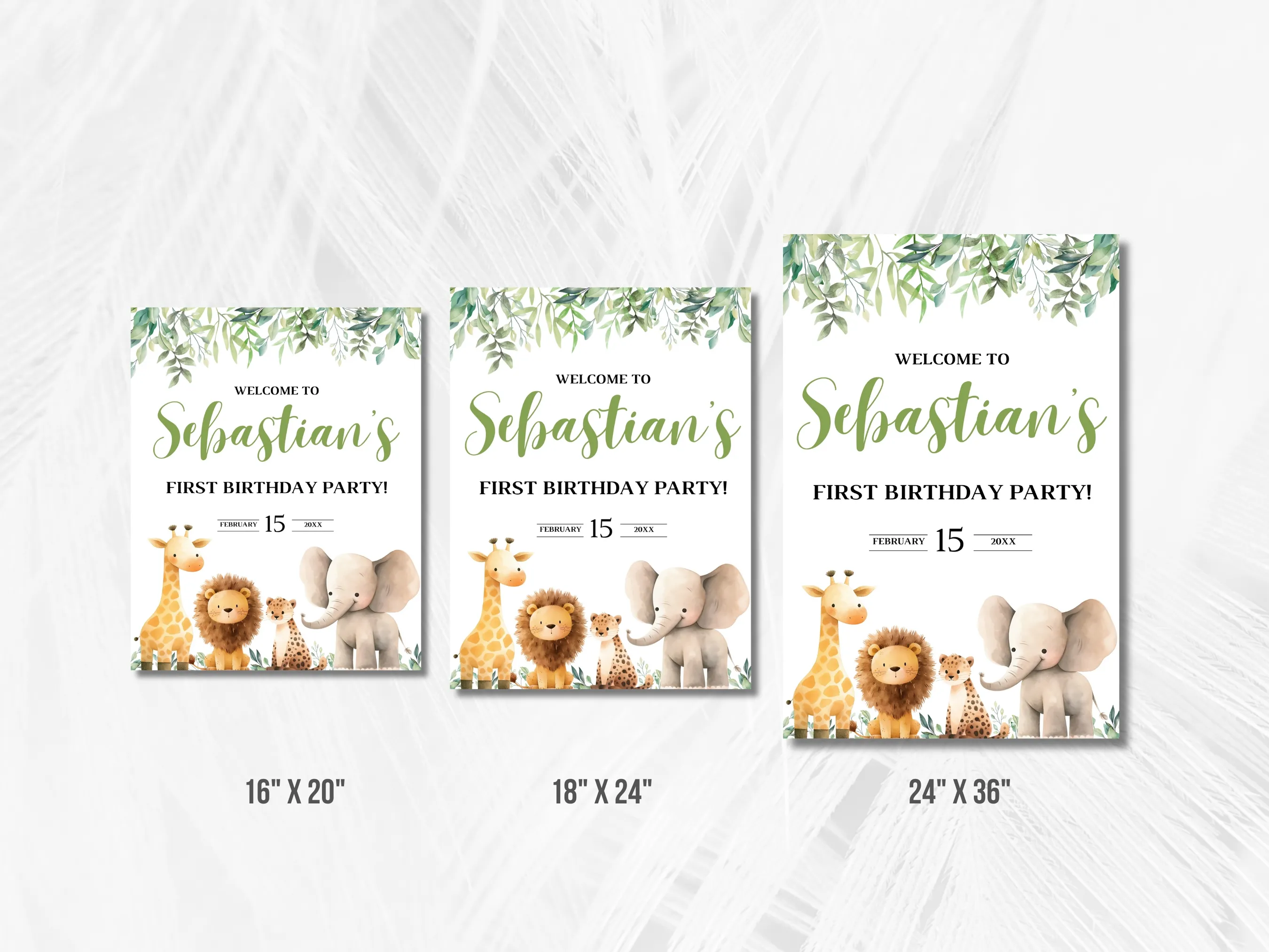 Safari Birthday Welcome Sign | Jungle Animals Party Welcome Board | Editable Canva Template | Digital Download